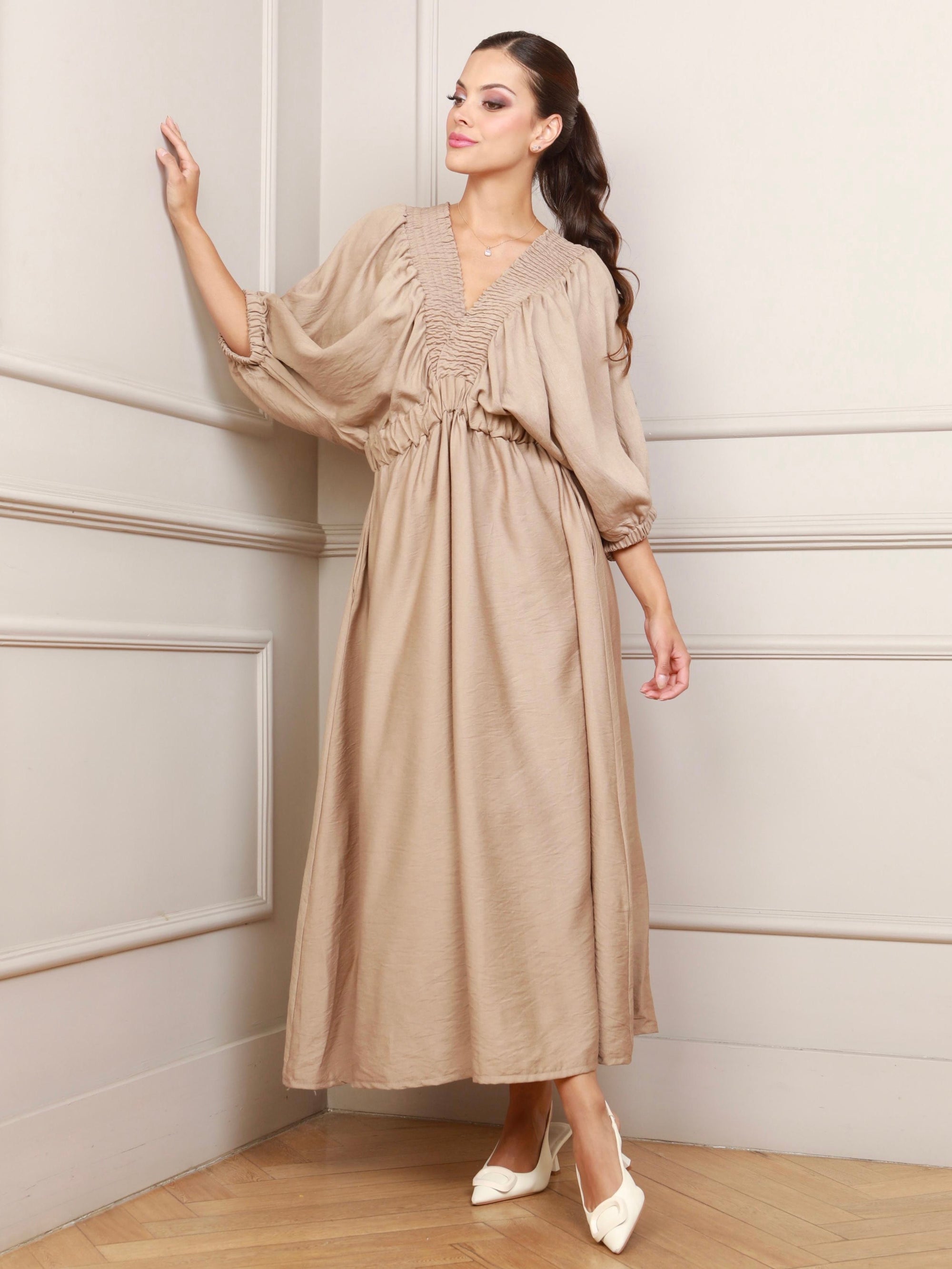 Renata Flowy Mocha Dress