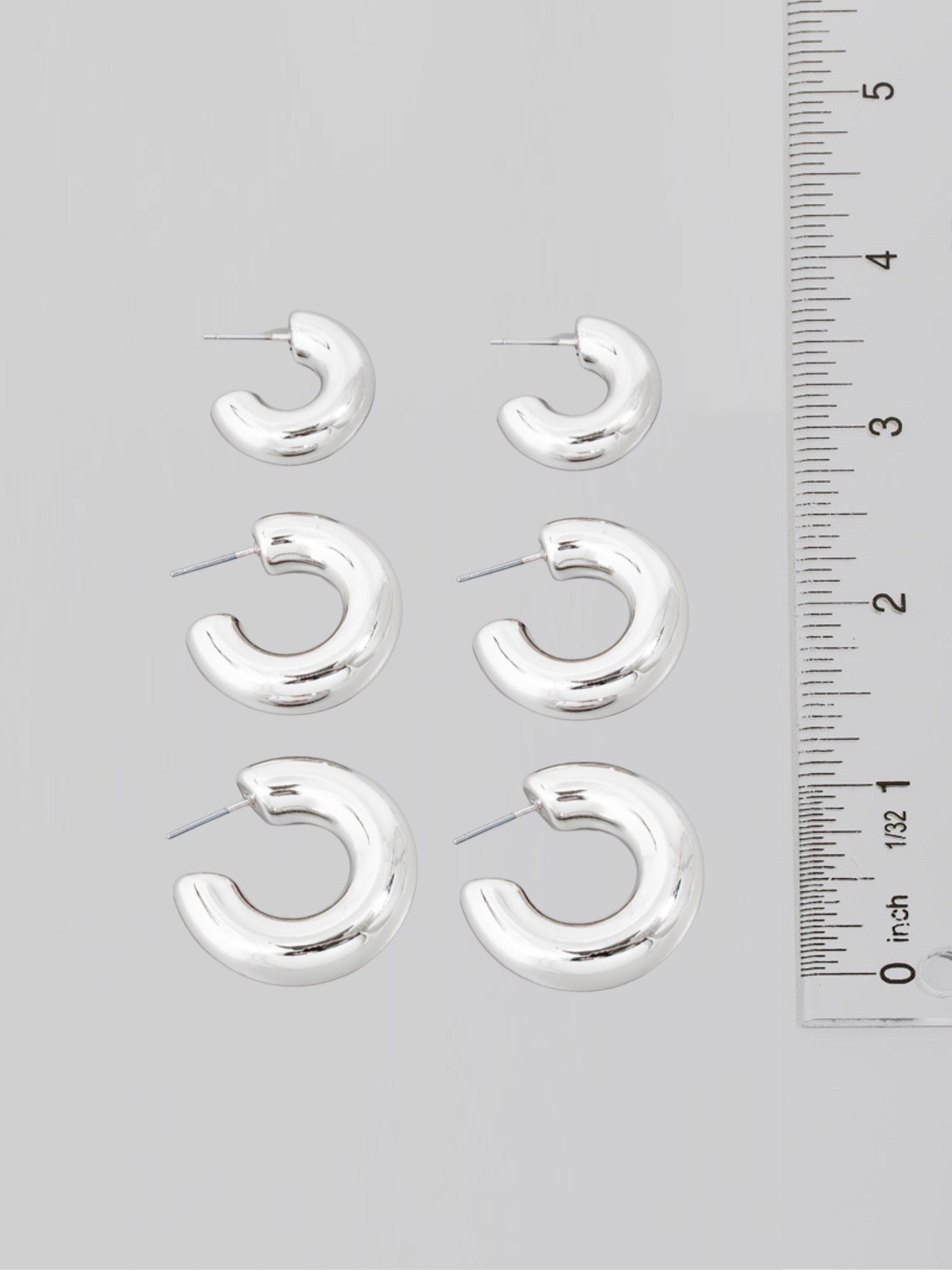 Silver Assorted Tube Hoop Earrings