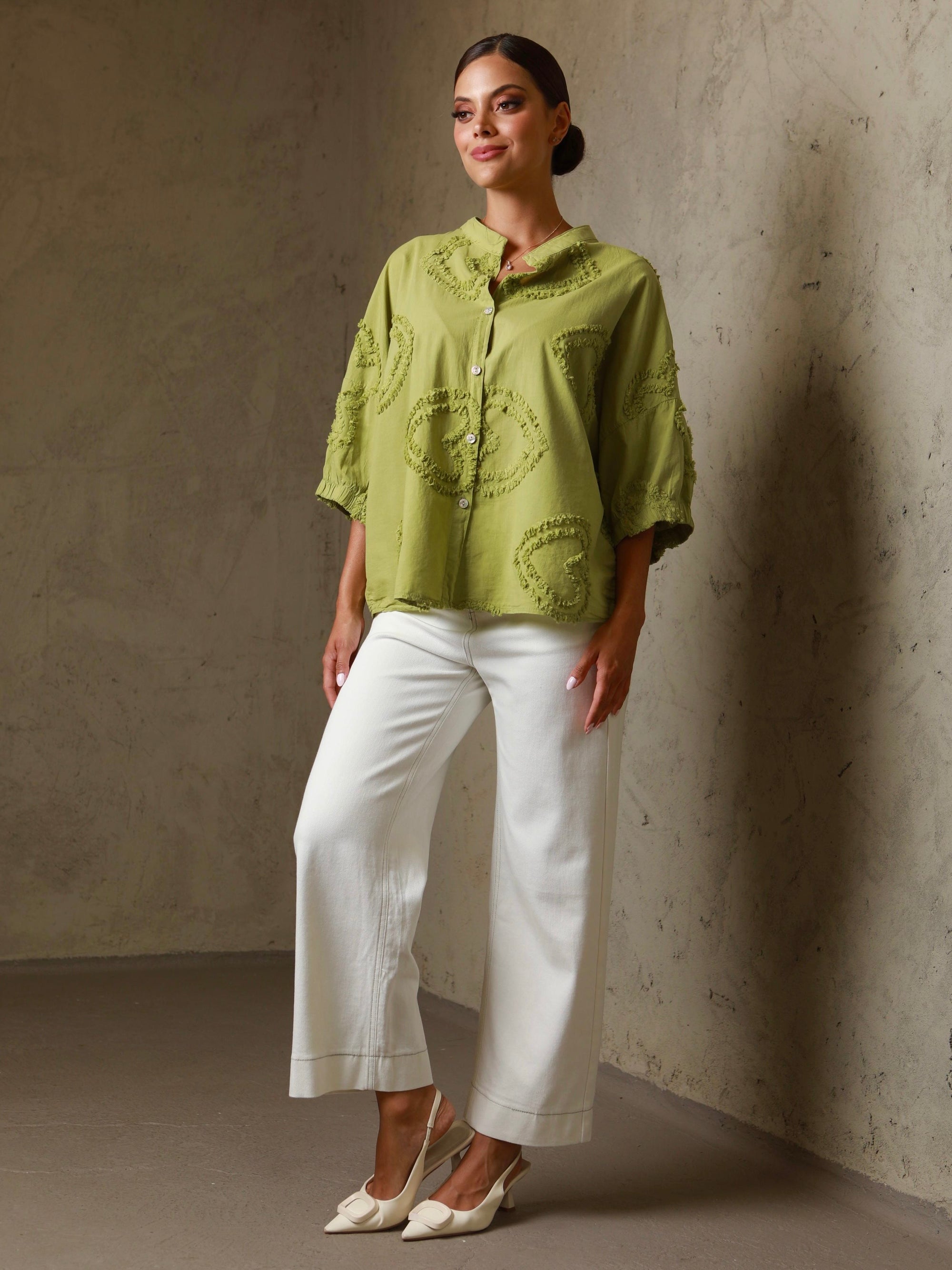 Lucia Hearts Green Top