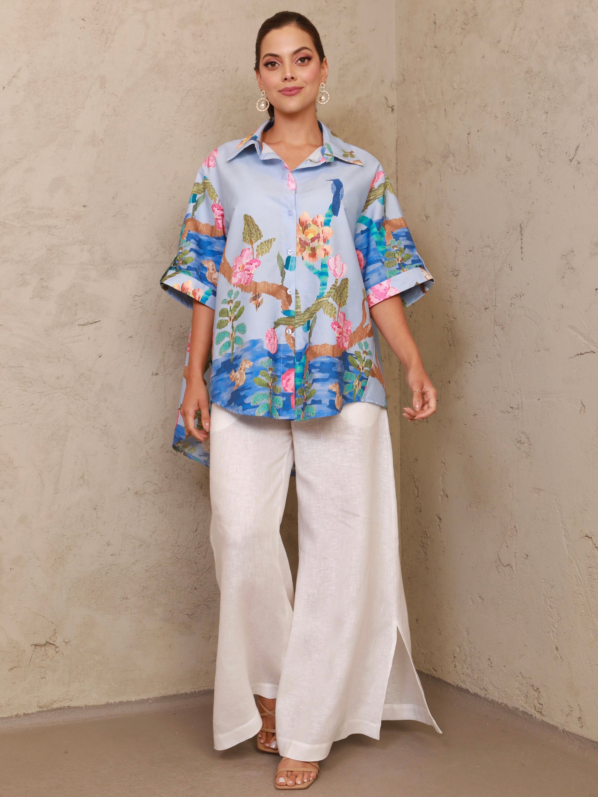 Isa Oversized Blue Blouse