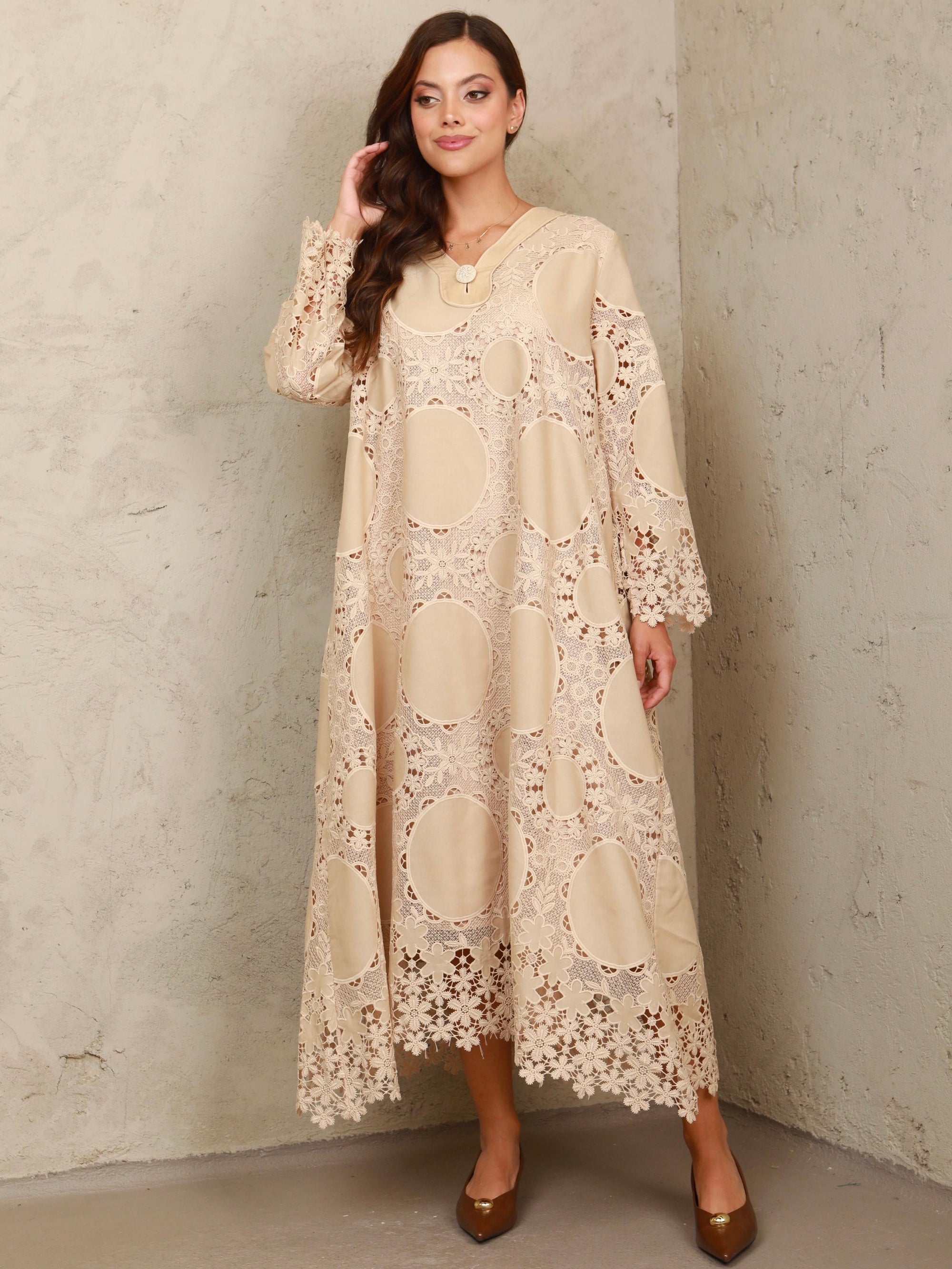 Anastasia Embroidery Cream Dress