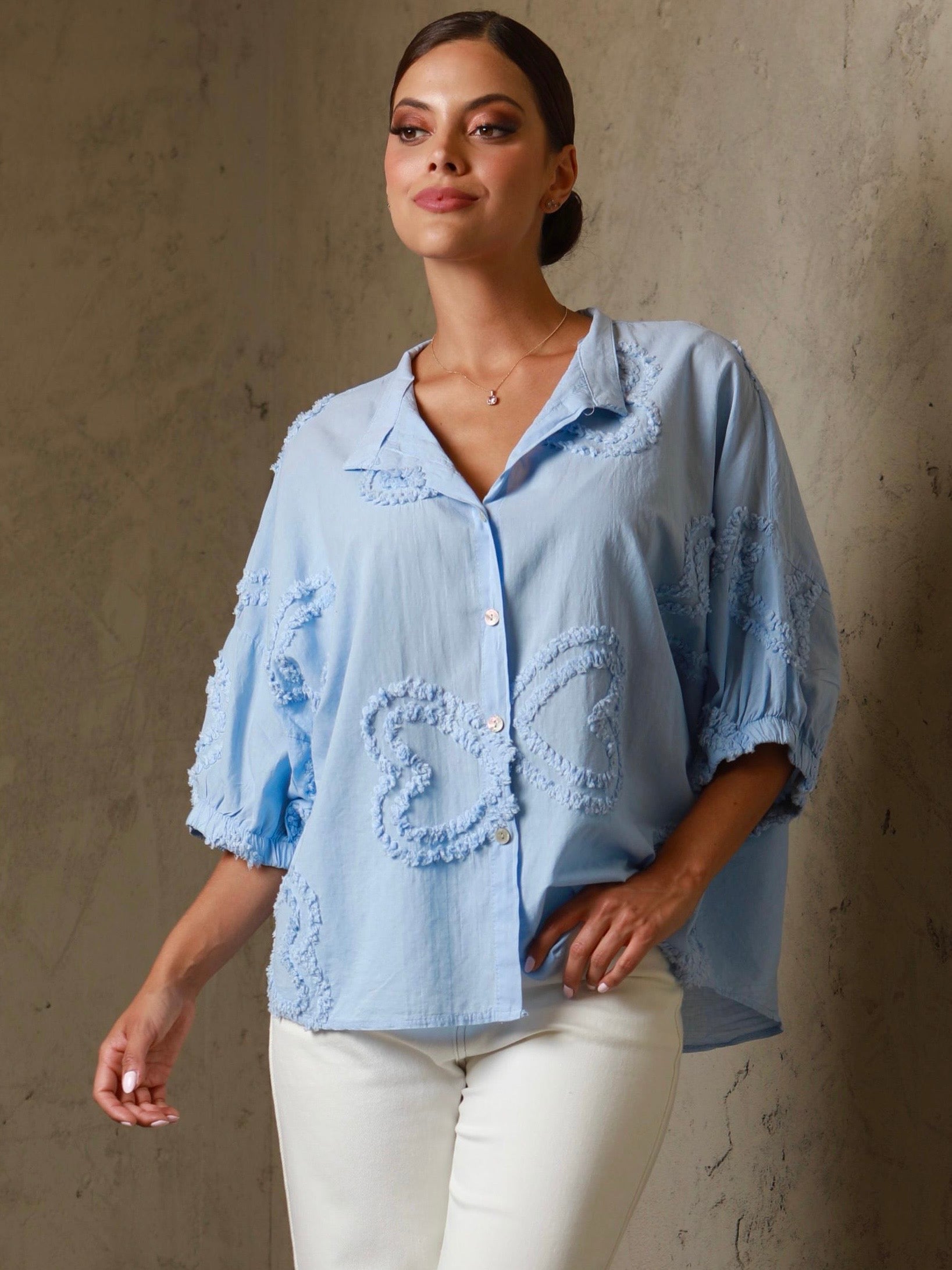 Lucia Hearts Baby Blue Top
