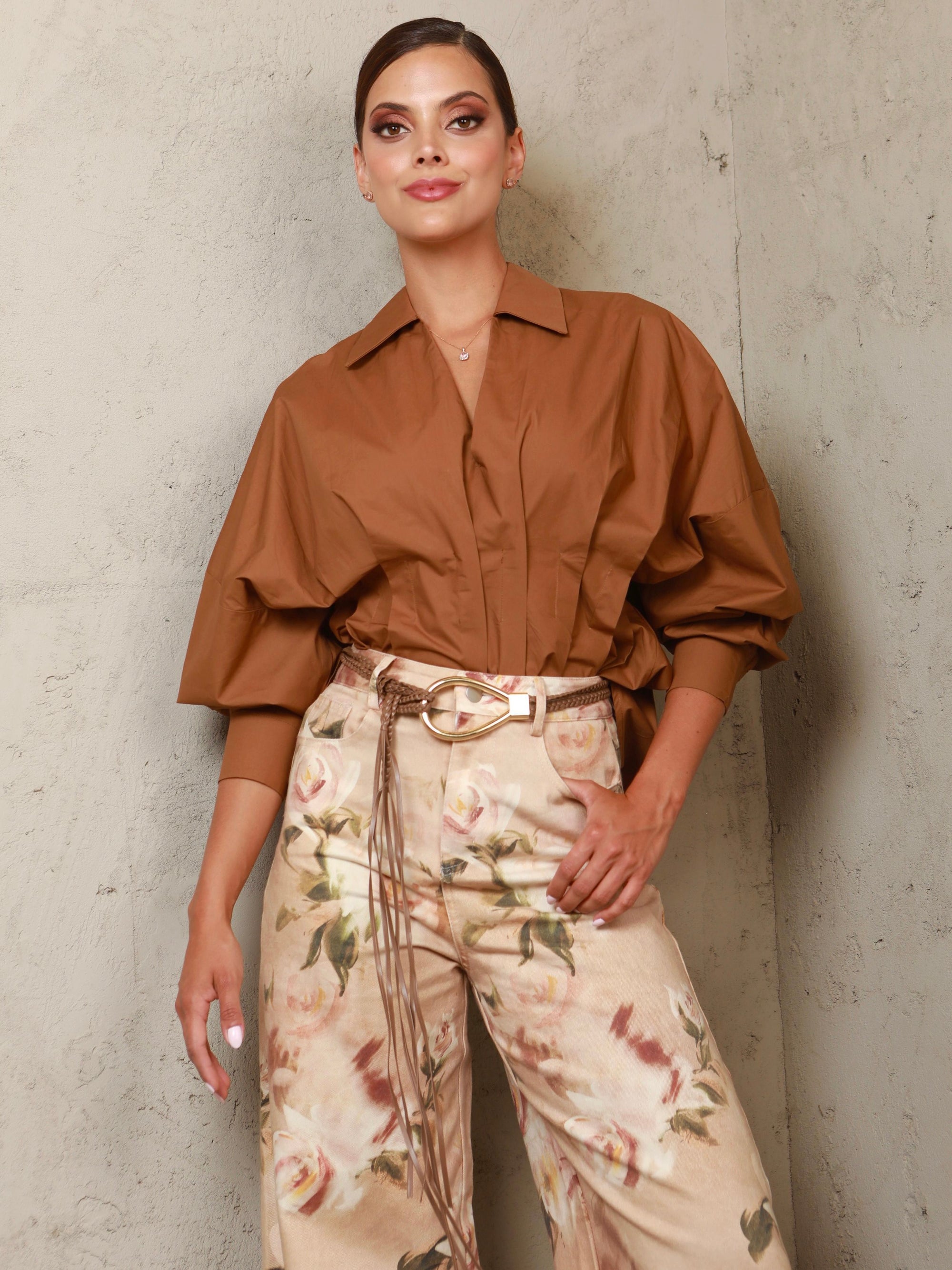 Valentina Floral Jeans Cream Bottoms