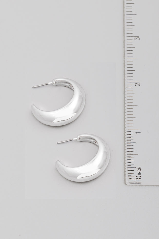 Silver Circle Metallic Hoop Earrings