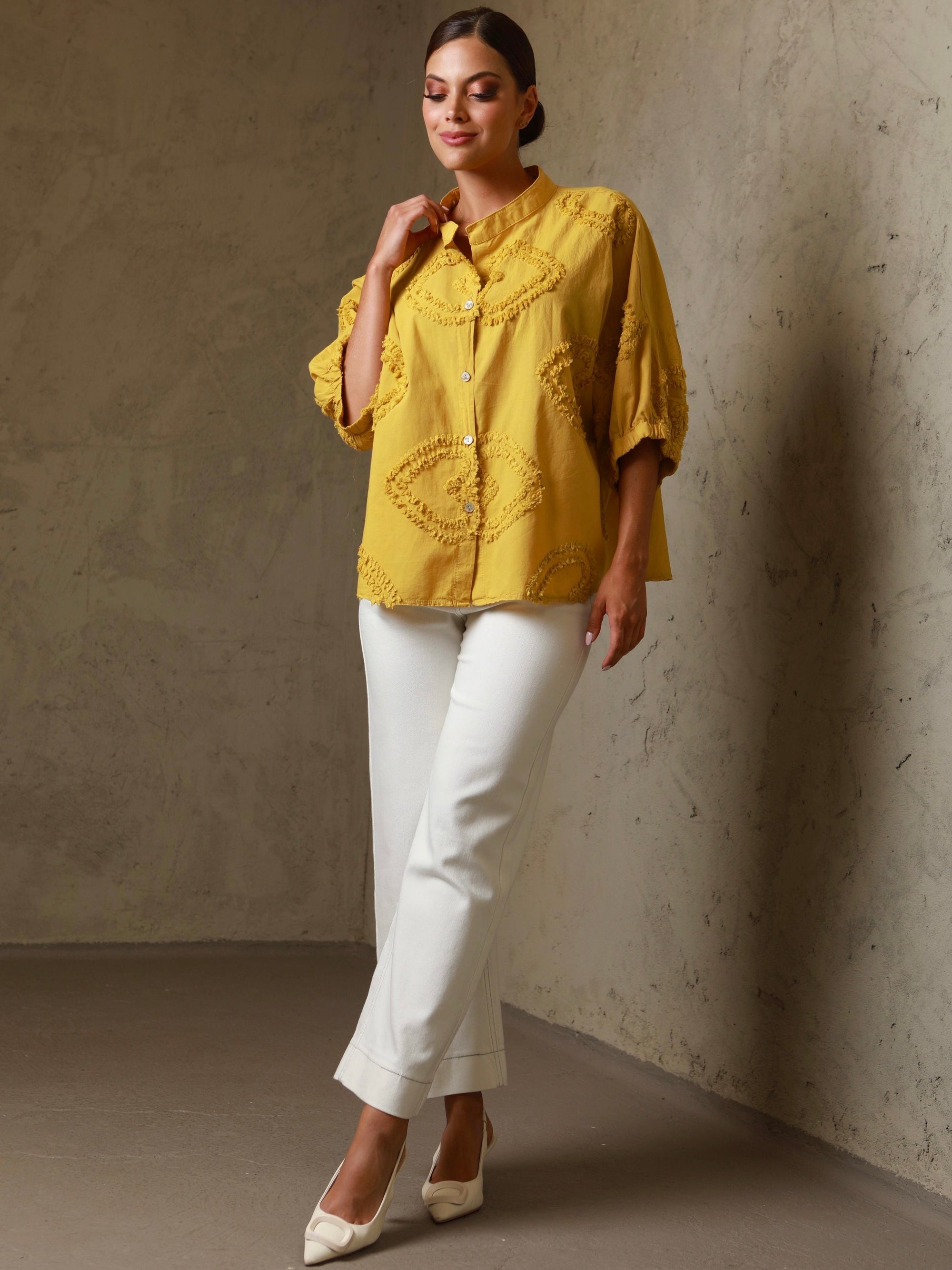 Lucia Hearts Mustard Top