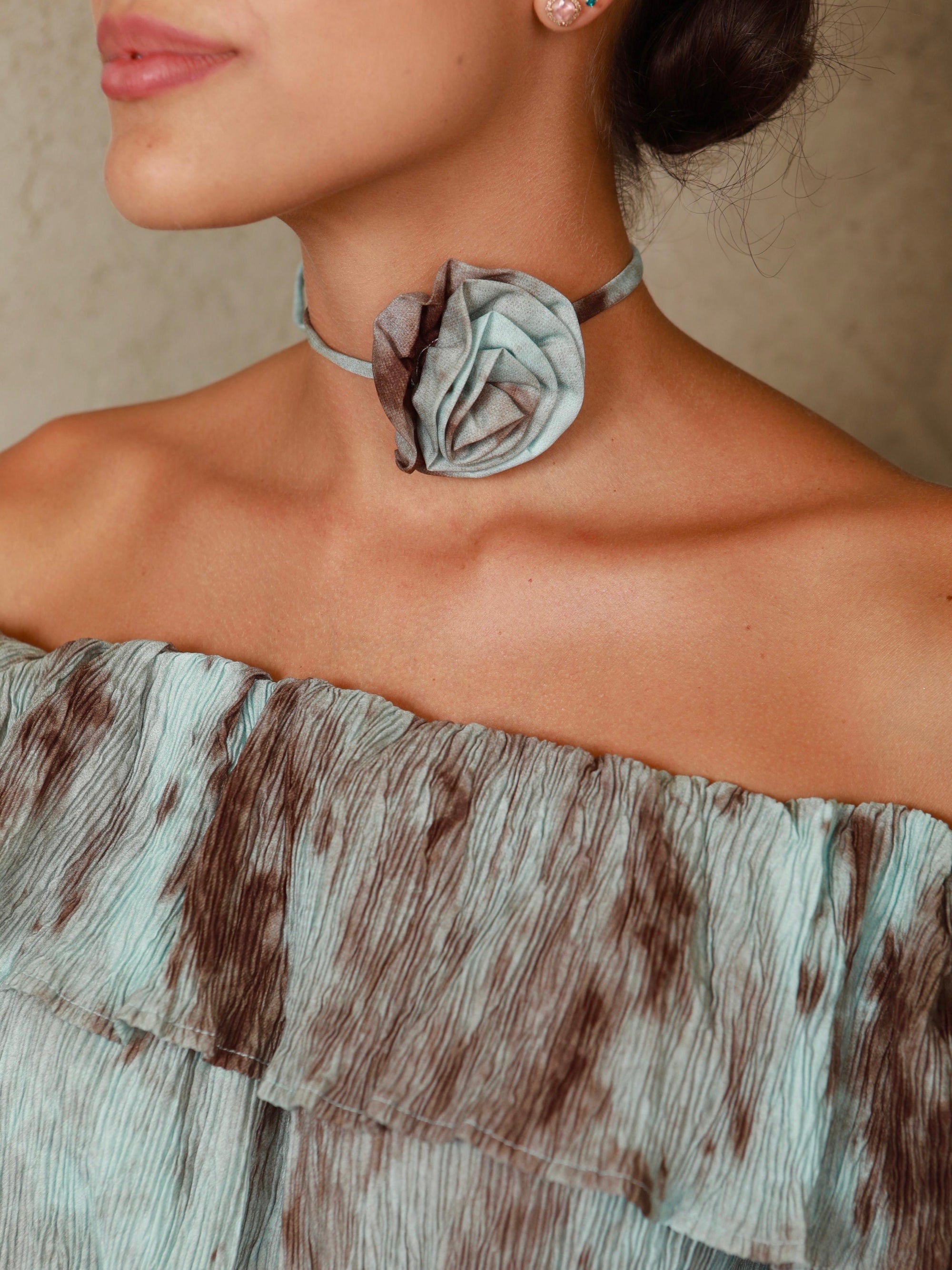 Azahara Off Shoulder Pleated Top