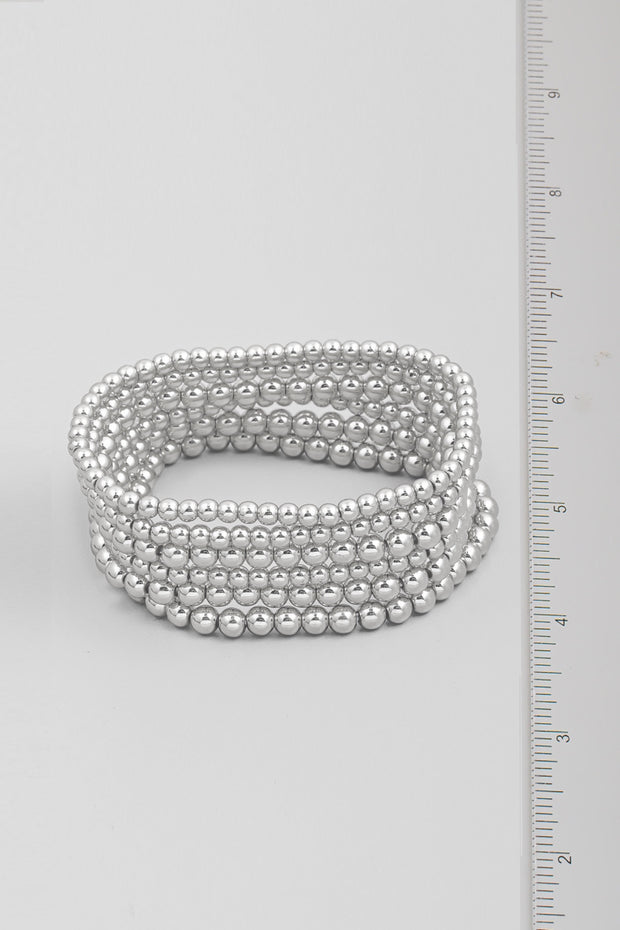 Silver Dipped Ball Bead Bracelet Set