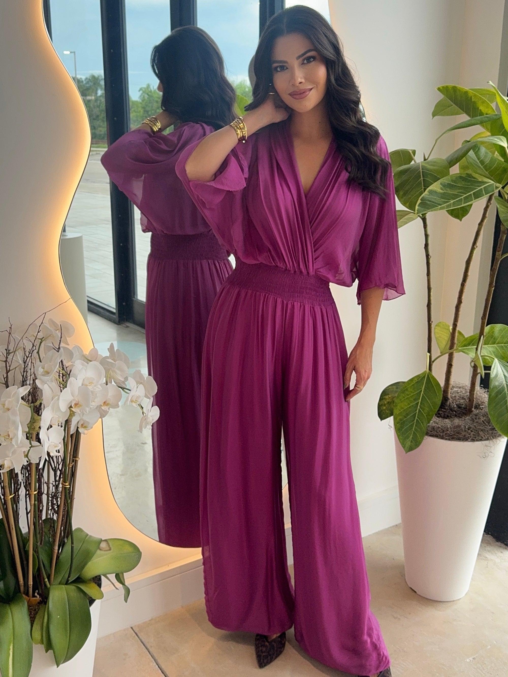 Carolina Silk Magenta Jumpsuit