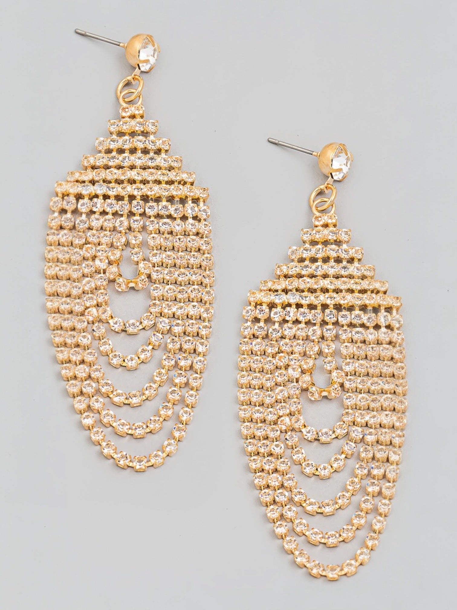Oval Rhinestone Chain Link Earrings