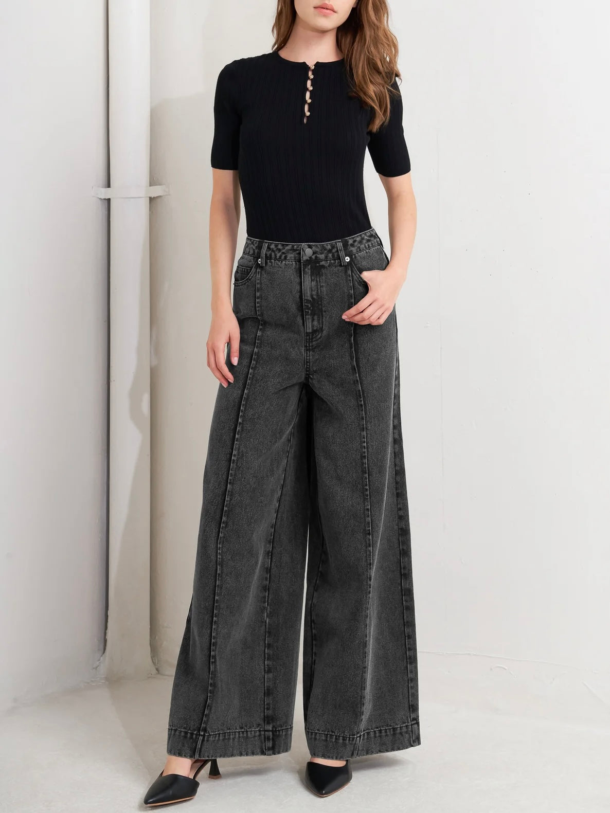 Diane Washed Denim Bottoms