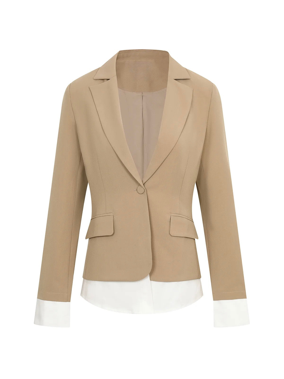 Claire Woven Blazer Beige Blazer