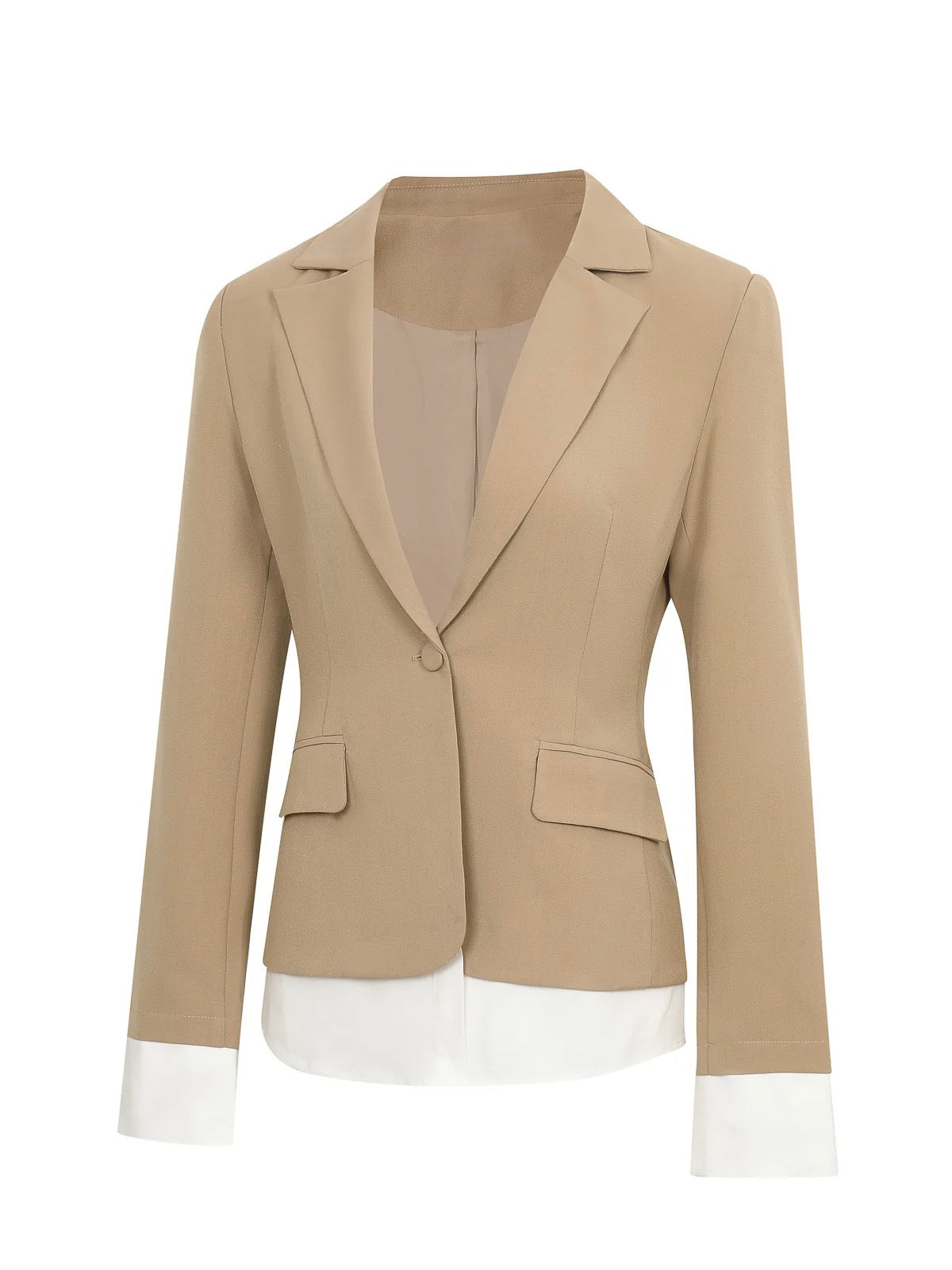 Claire Woven Blazer Beige Blazer