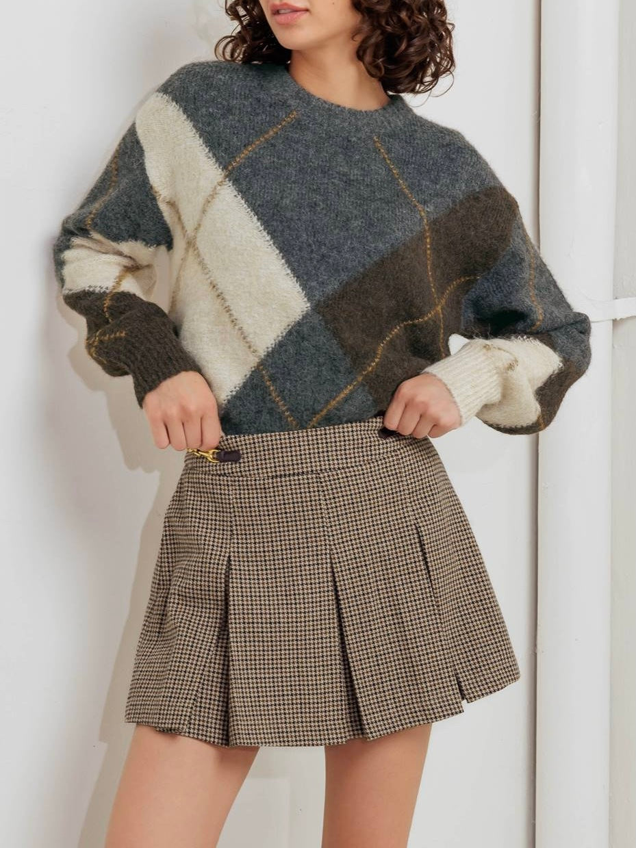 Dalia Pleated Woolen Skirt