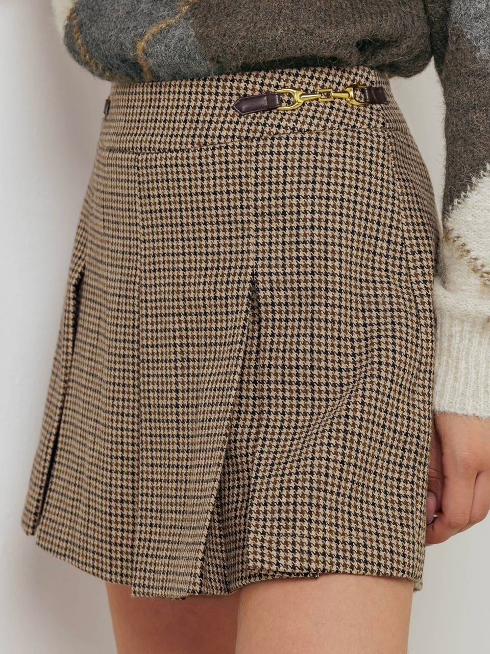 Dalia Pleated Woolen Skirt