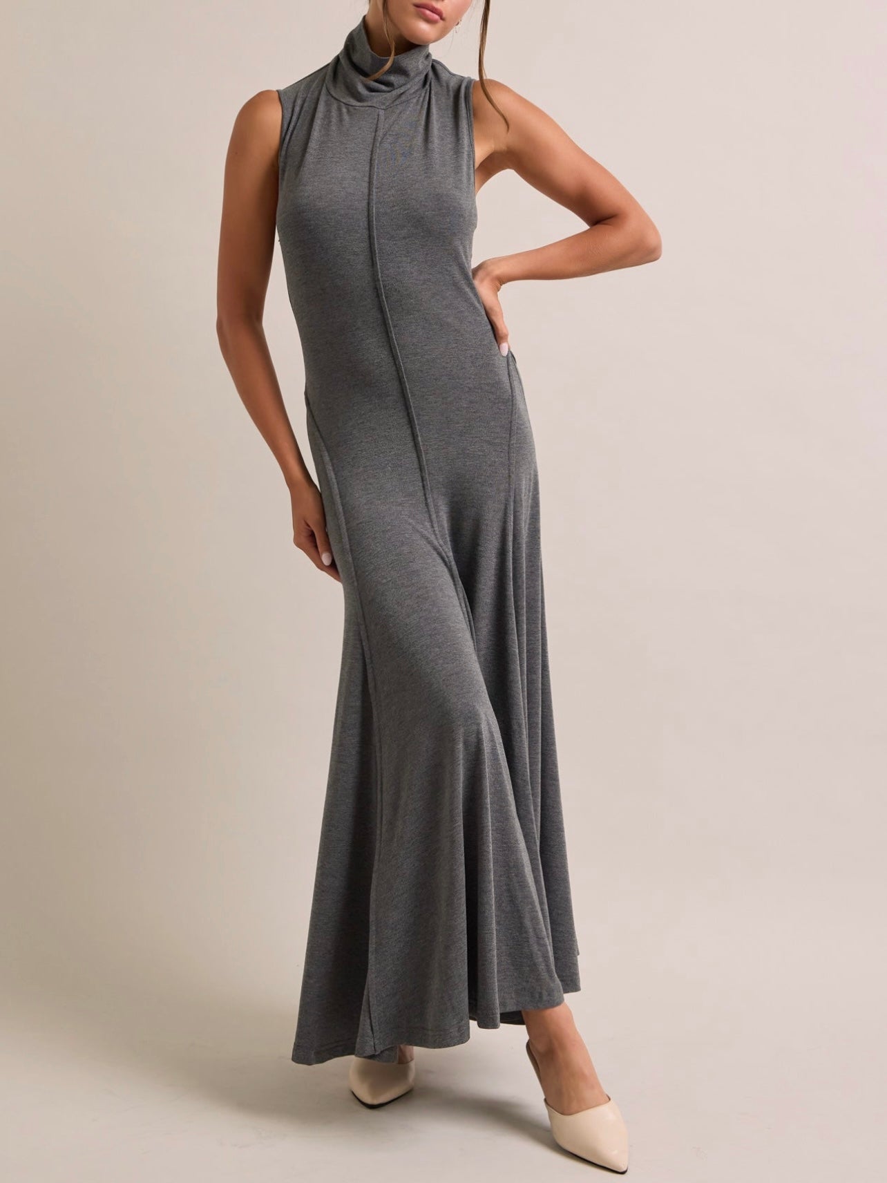 Ava Mockneck Flowy Maxi Dress