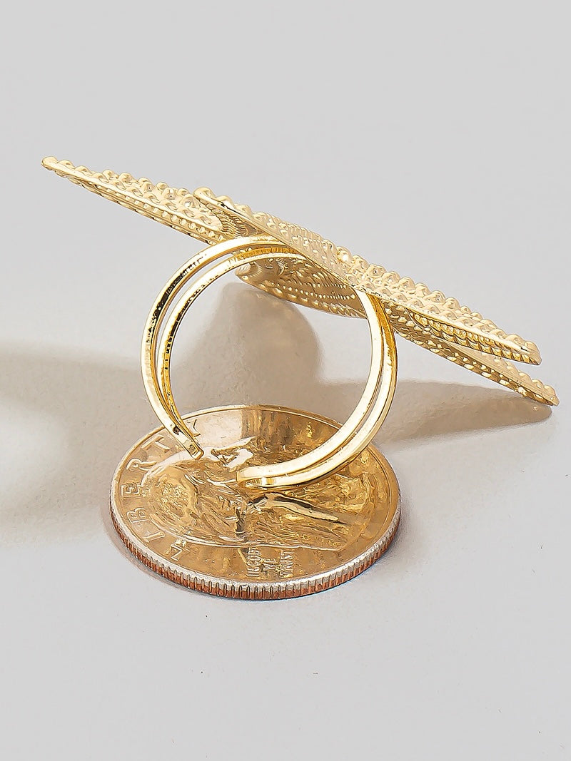 Textured Metallic Starfish Open Band Ring