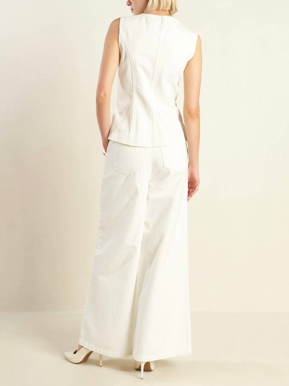 Dalia White Denim Vest & Pant Set