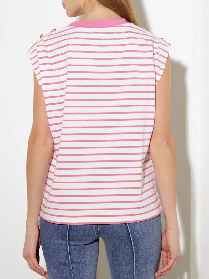 Hannah Striped White & Pink Top FS