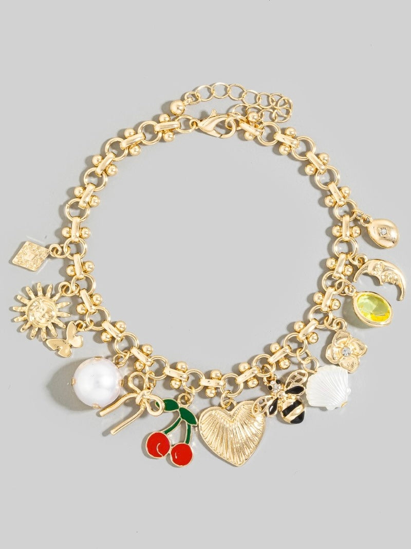 Assorted Charms Intricate Chain Bracelet