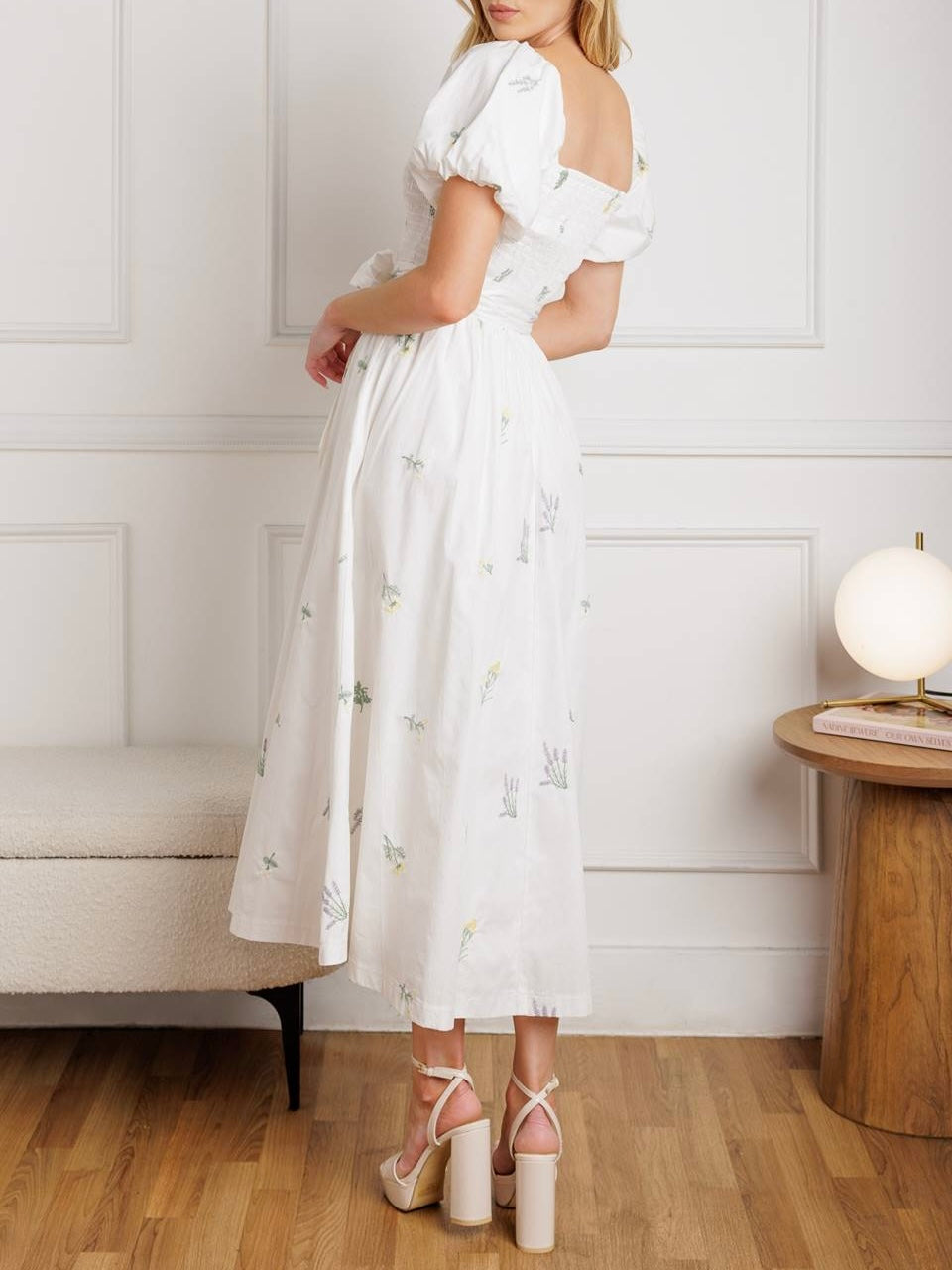 Anelle Embroidered Woven Midi Dress