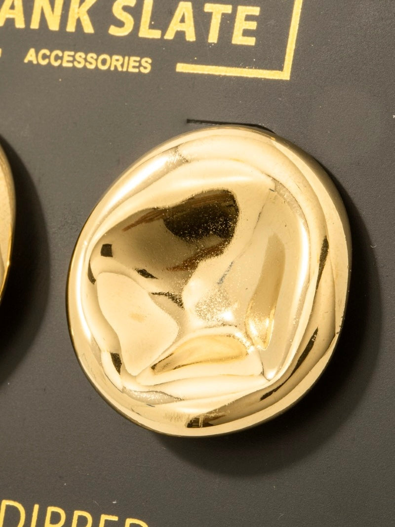 Gold Dipped Large Dented Disc Stud Earrings