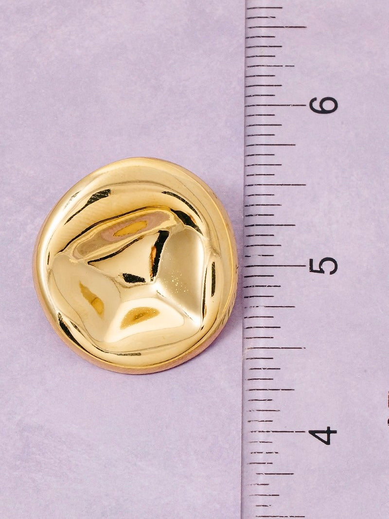Gold Dipped Large Dented Disc Stud Earrings