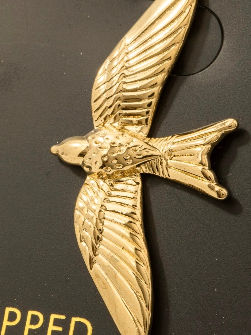 Gold Dipped Hawk Bird Large Stud Earrings