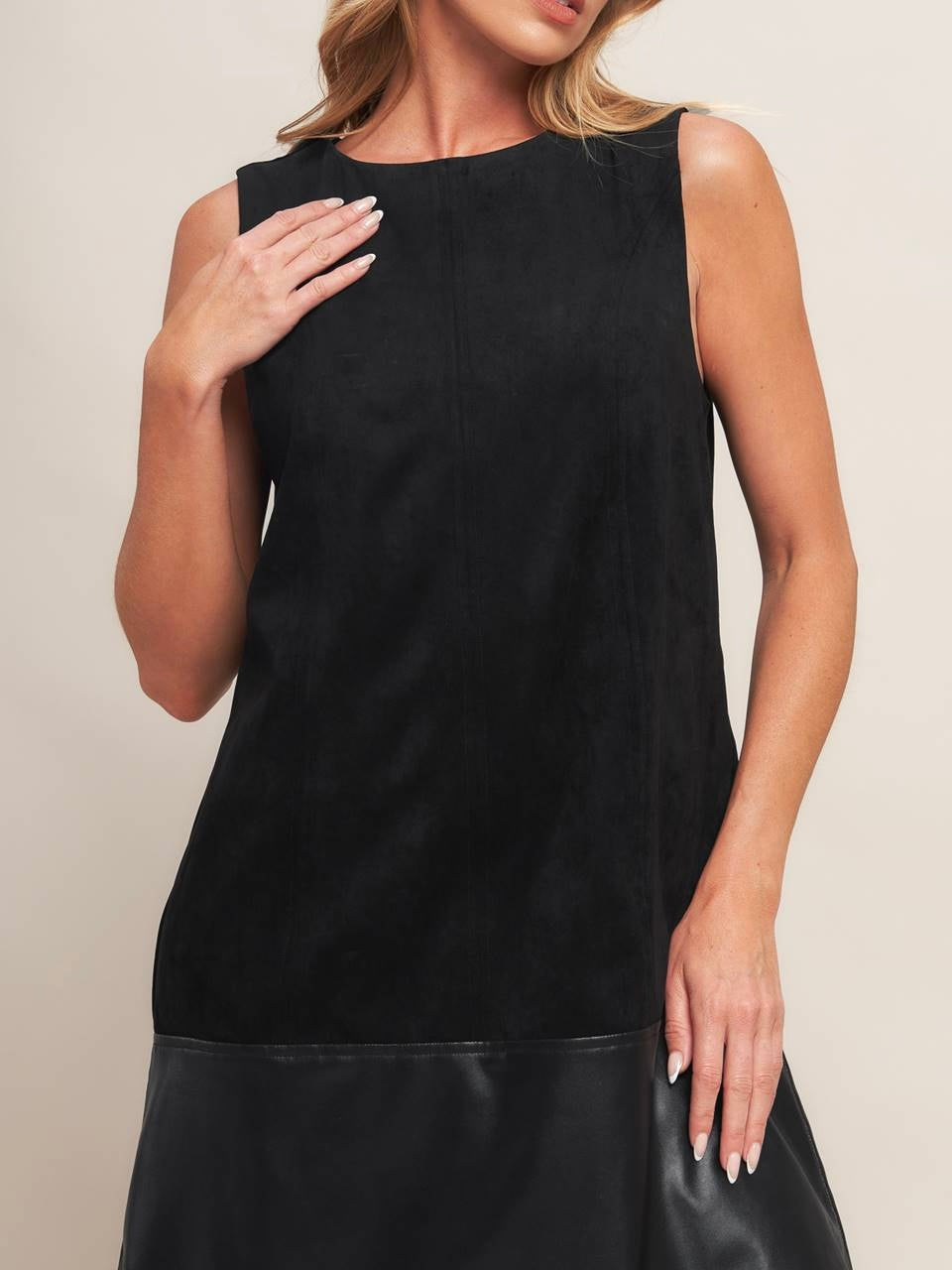 Emma Faux Suede & Leather Dress