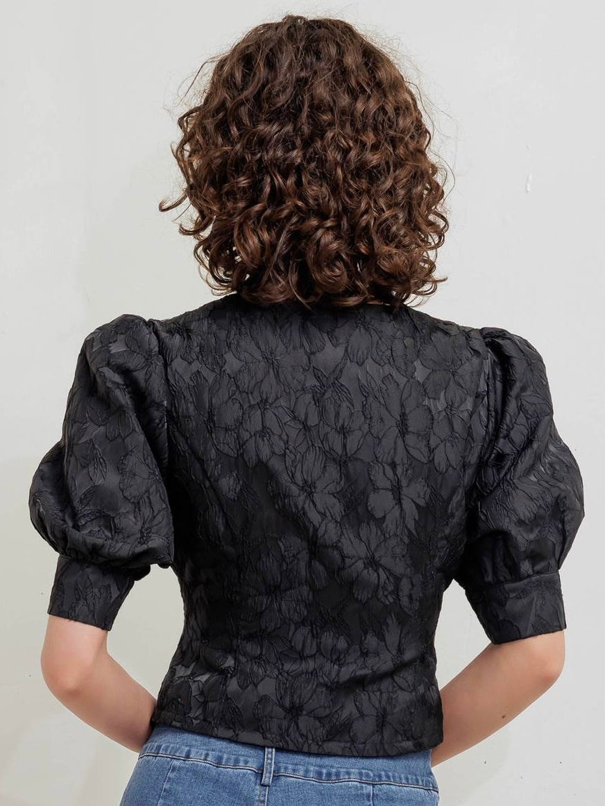 Loren Woven Puff Sleeve Top