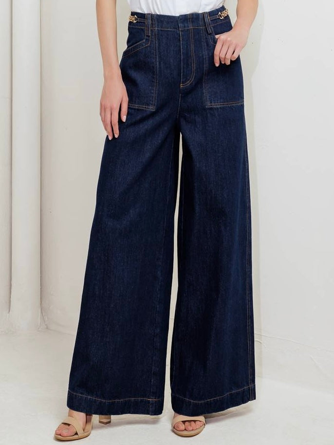 Elsie Wide Leg Denim Bottoms