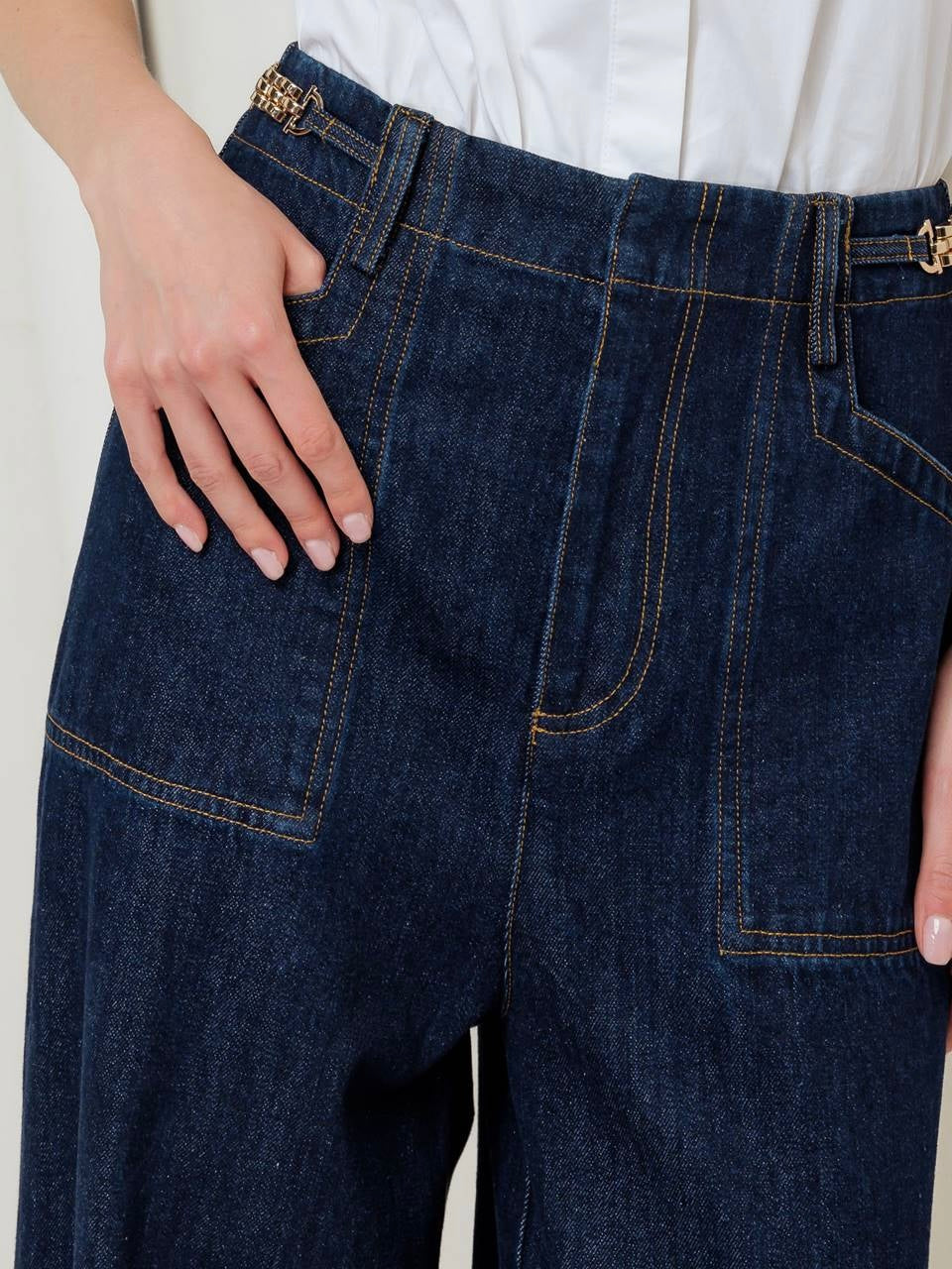 Elsie Wide Leg Denim Bottoms