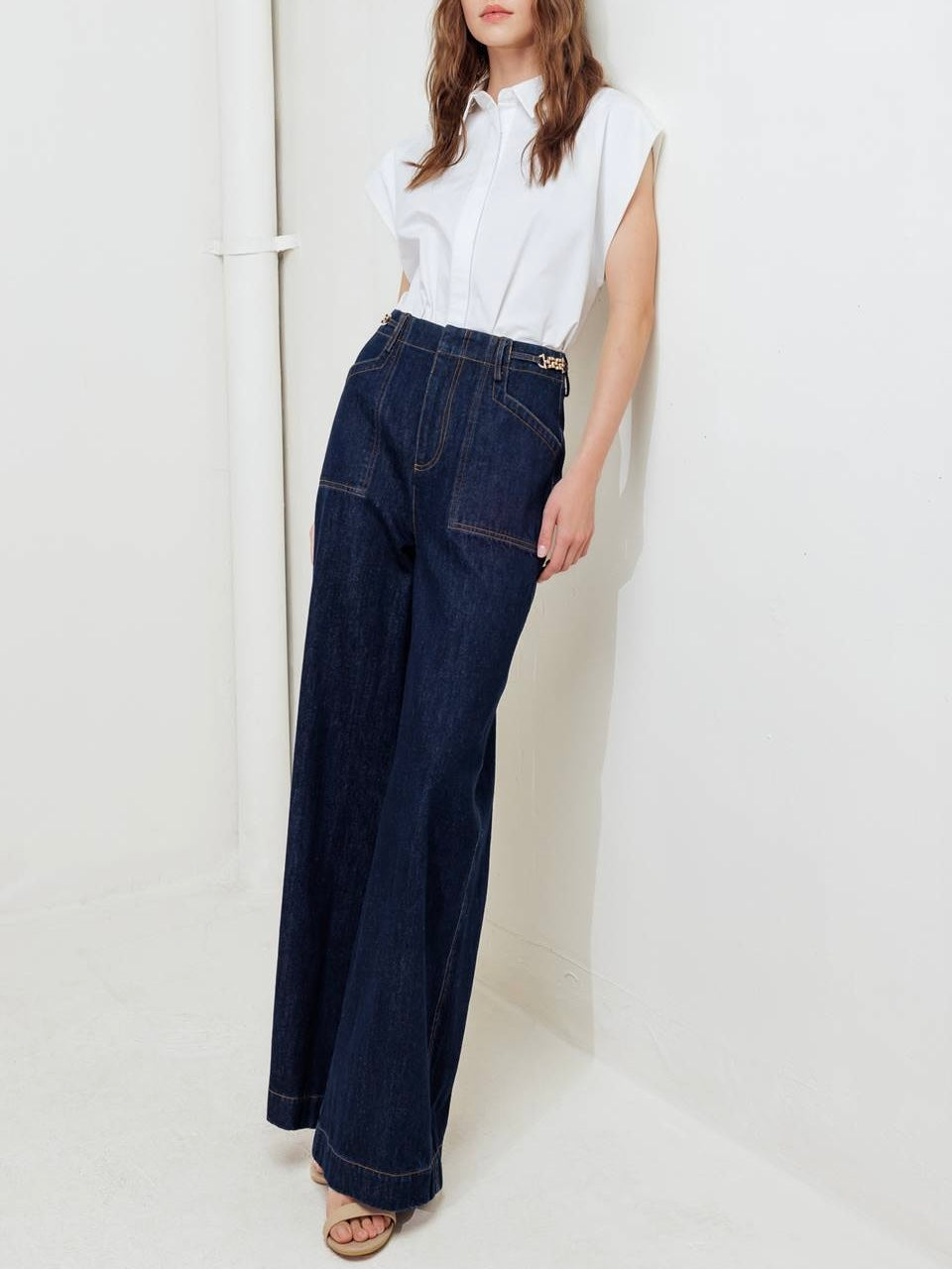 Elsie Wide Leg Denim Bottoms