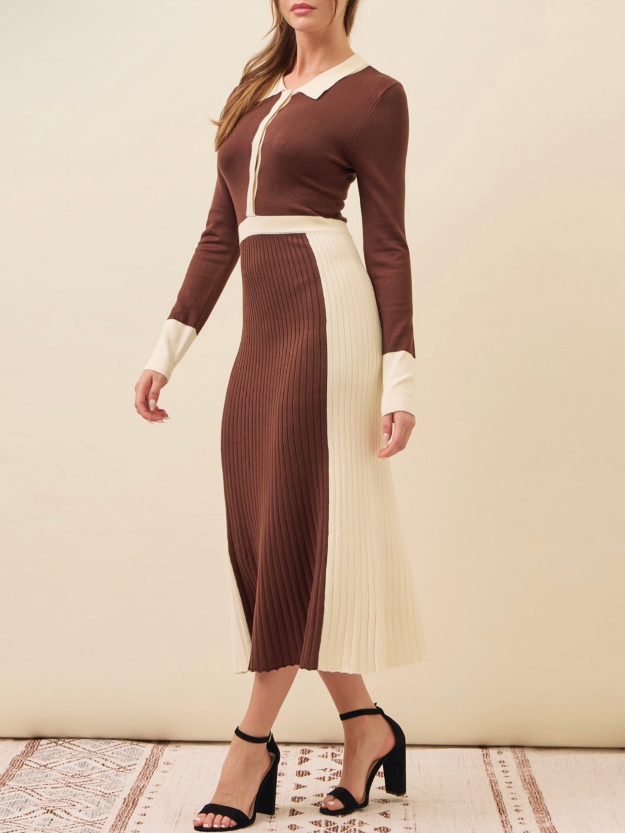 Suzana Knit Color Block Midi Dress