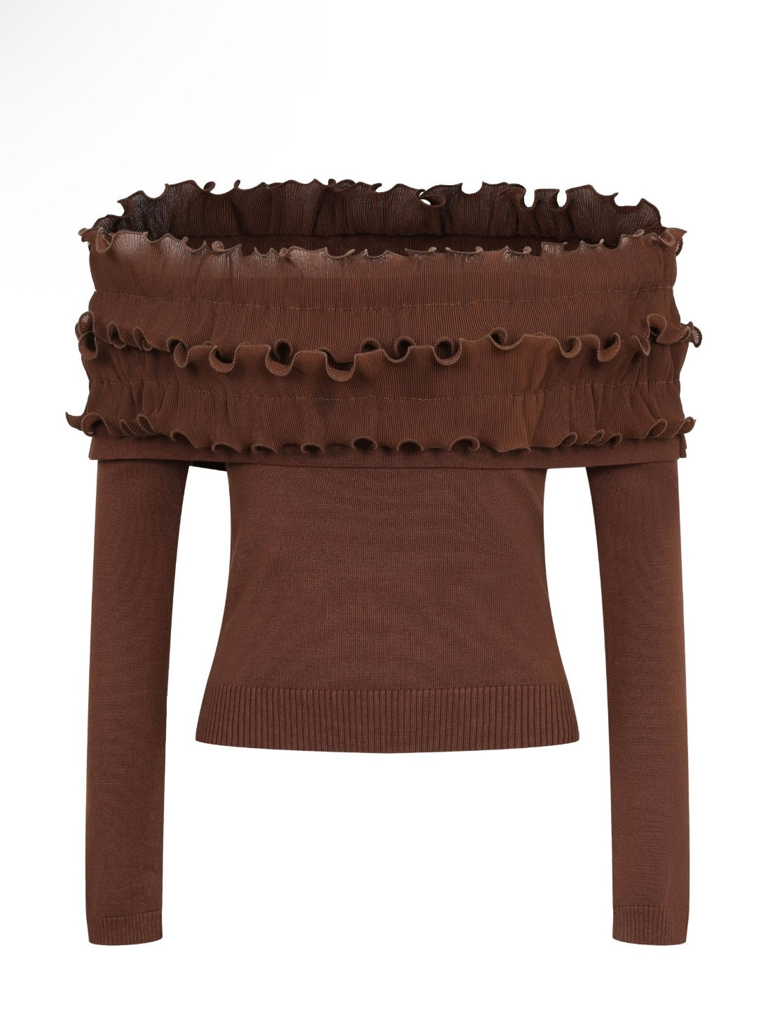Paola Pleated Ruffle Off Shoulder Top