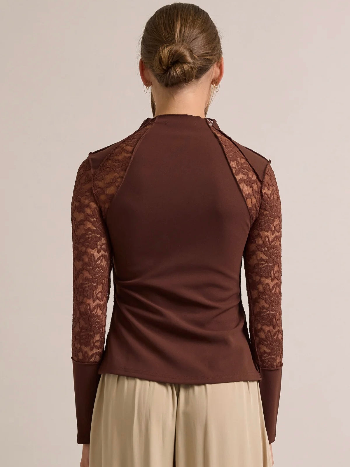 Rita Mock Neck Lace & Sheer Top