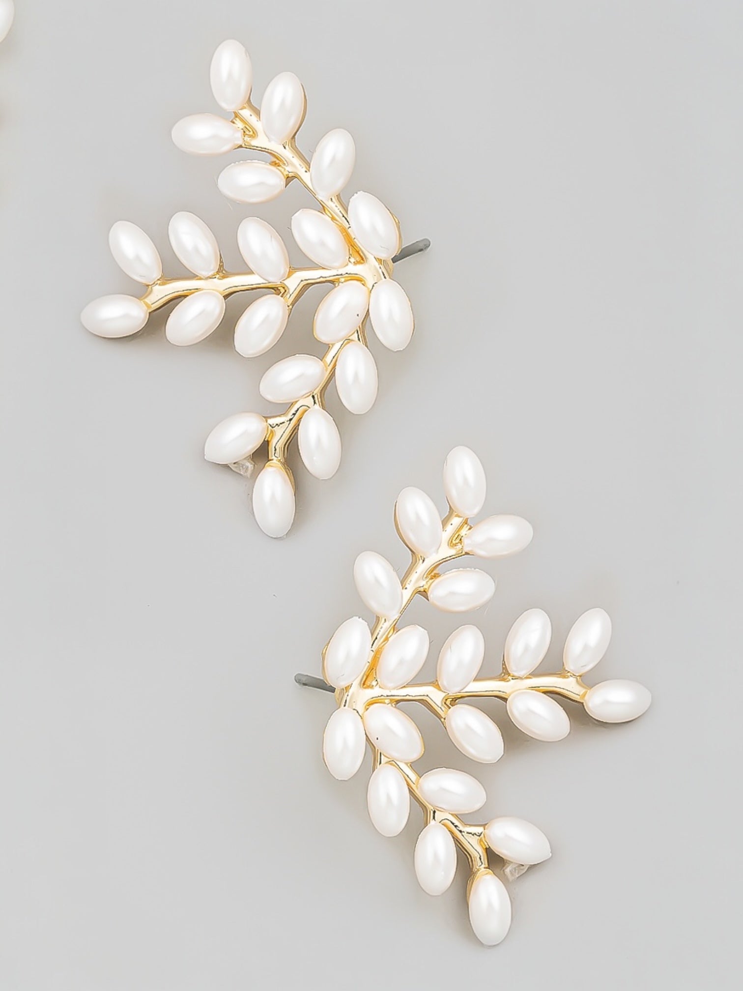 Pearl Leaf Post Earrings
