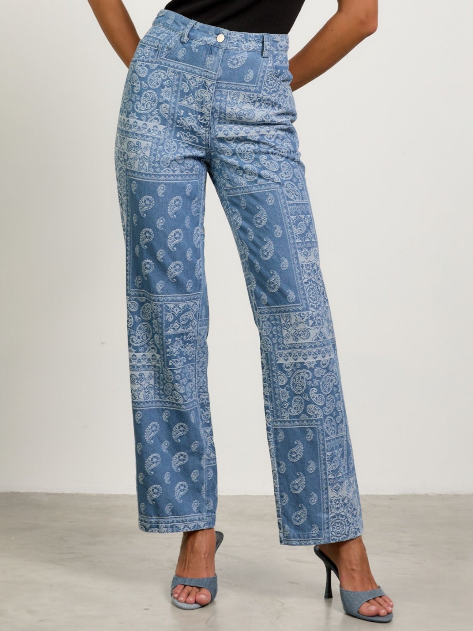 Lia Denim Jacquard Wide Bottoms