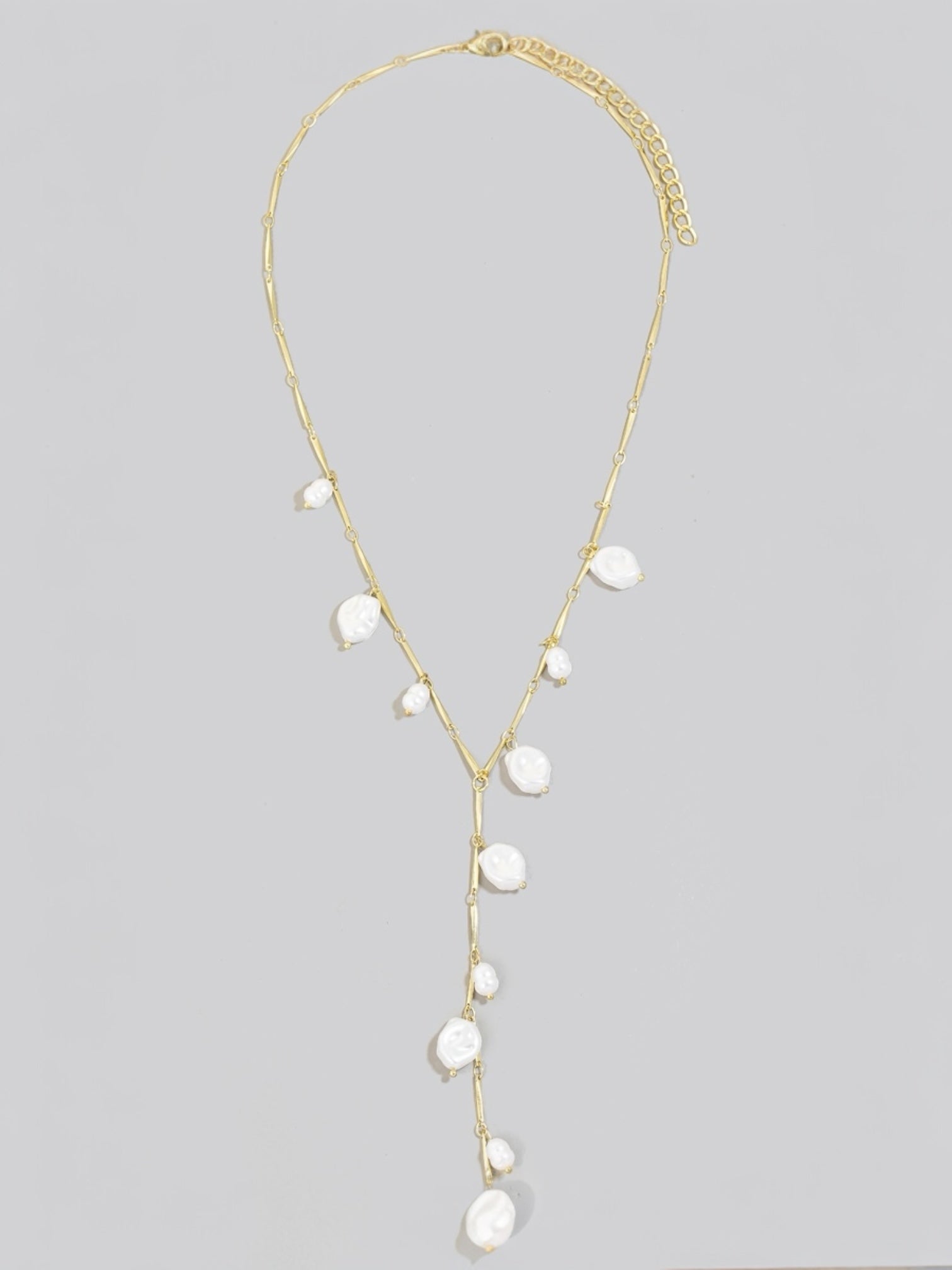 Pearl Charms Dainty Y Chain Necklace