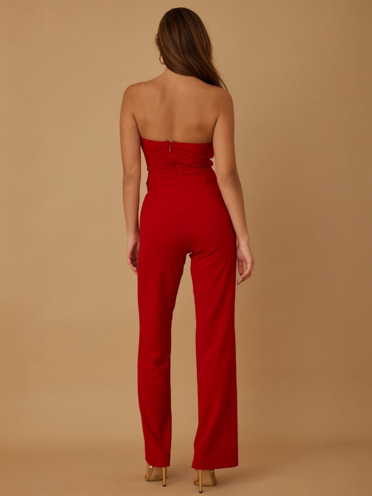 America Strapples Red Jumpsuit