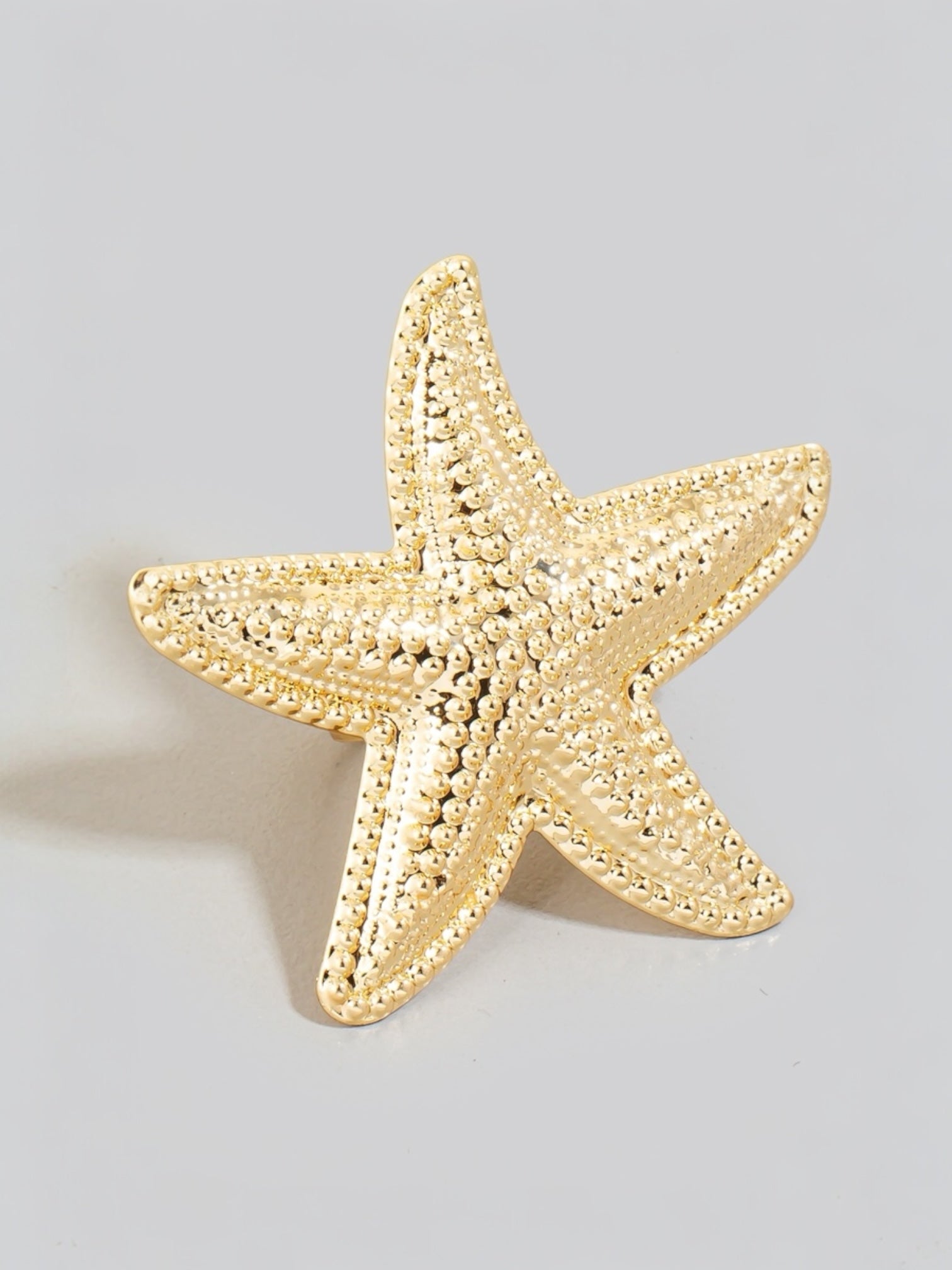 Textured Metallic Starfish Open Band Ring