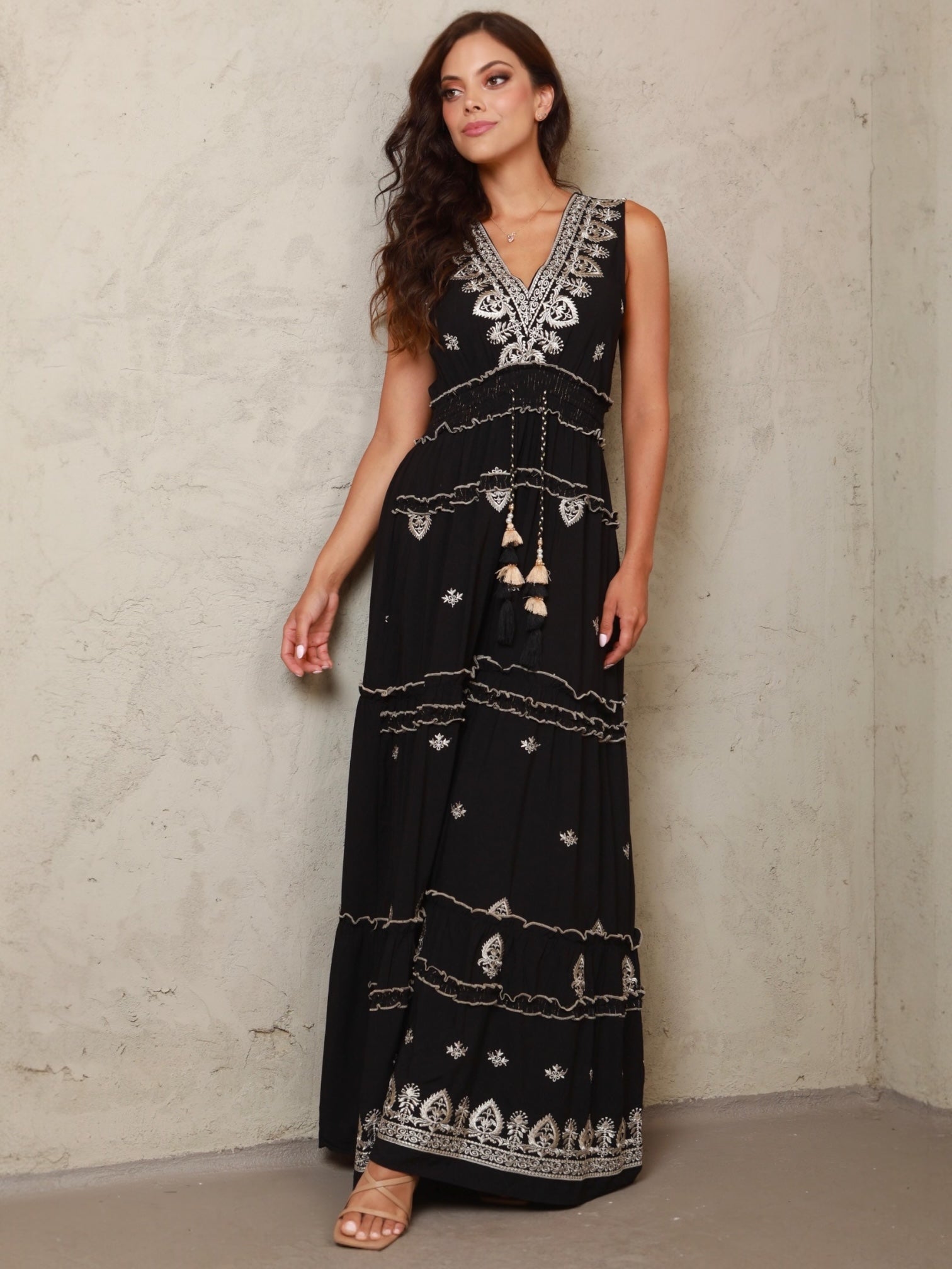 Sienna Maxi Boho Black Dress