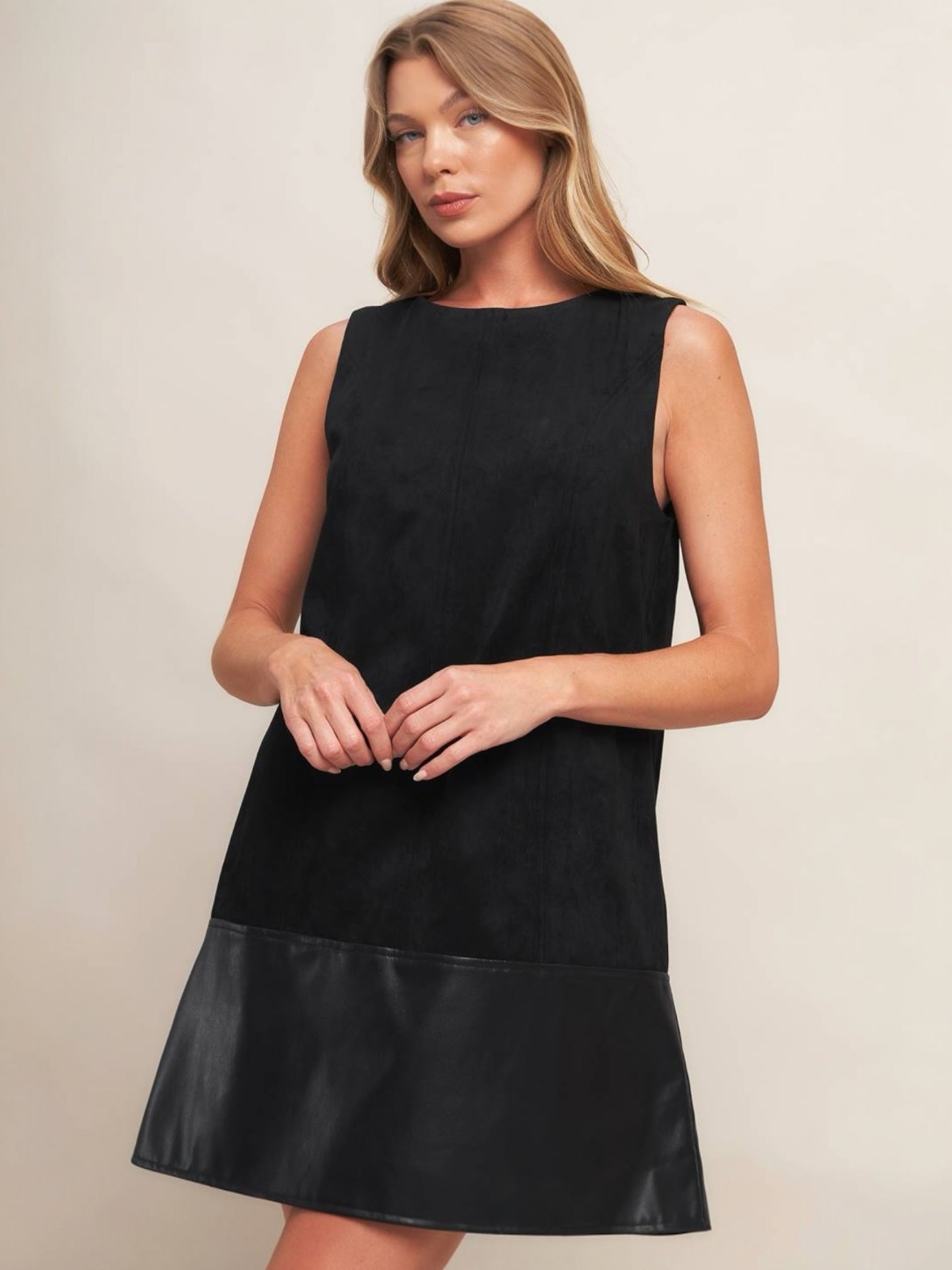 Emma Faux Suede & Leather Dress