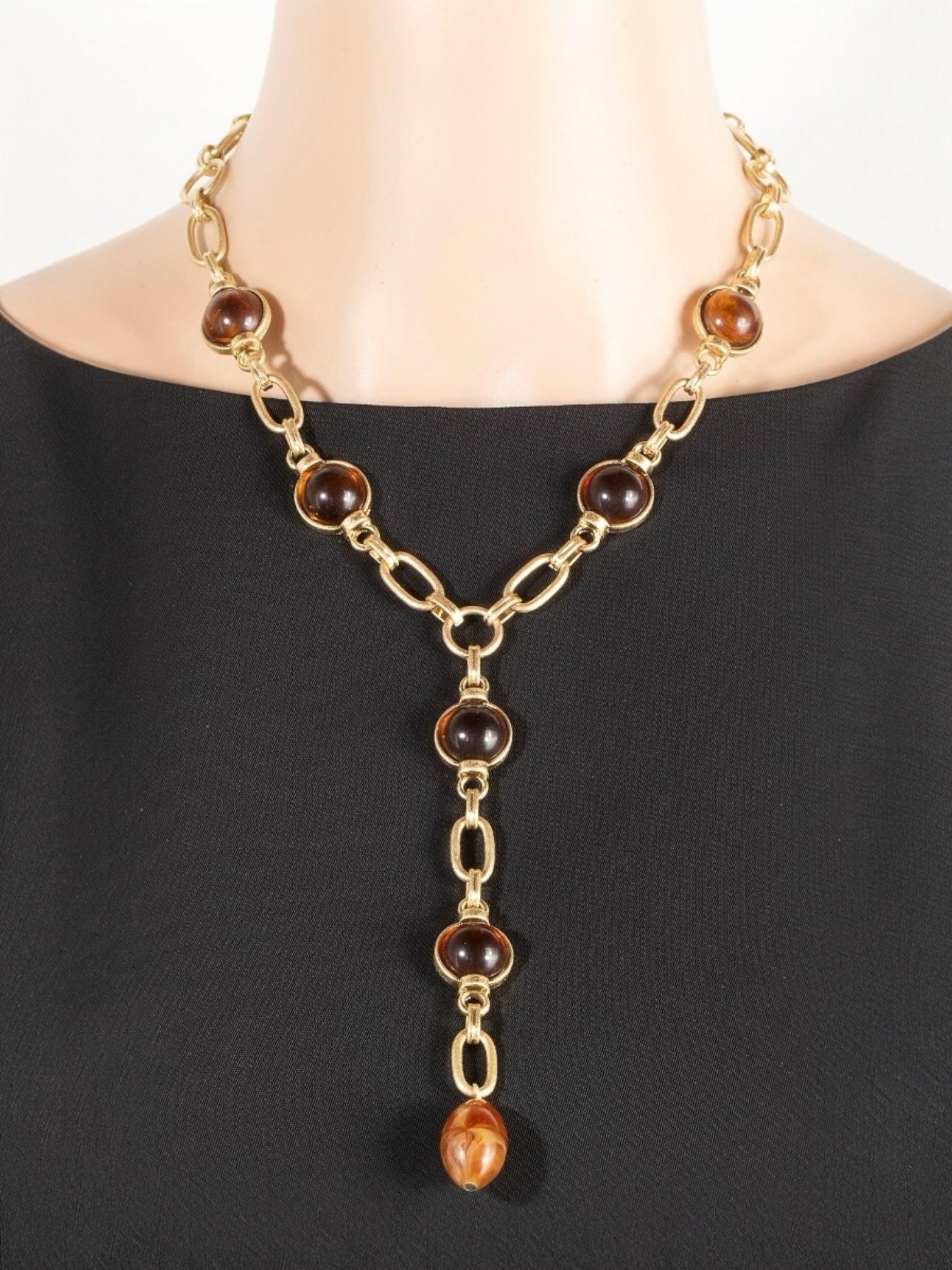 Dome Station Studs Oval Chain Necklace Set