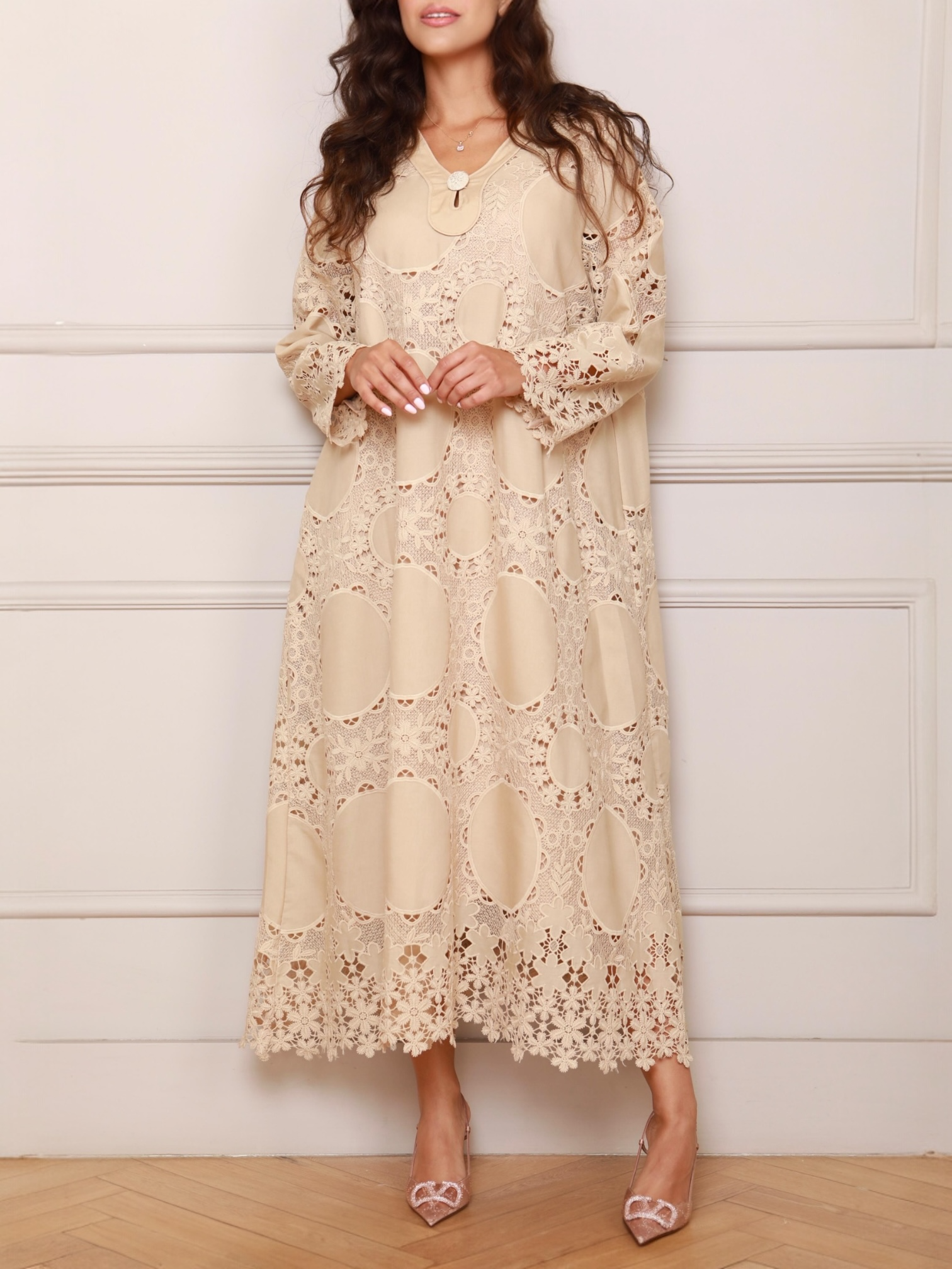 Anastasia Embroidery Cream Dress