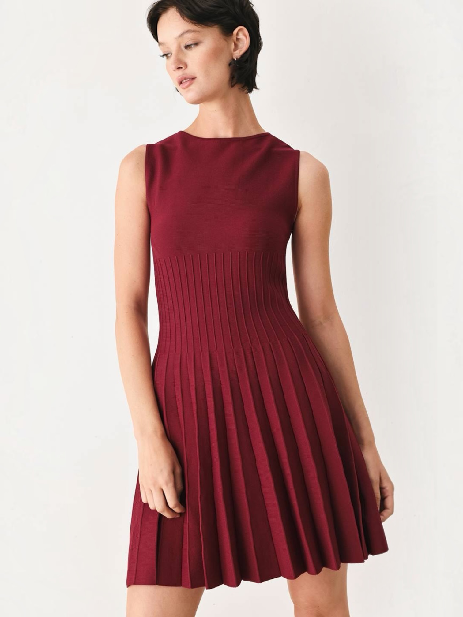 burgundy pleated mini dress Valentina | Burgundy Velvet Bandeau Mini Dress With Pleated Detailing