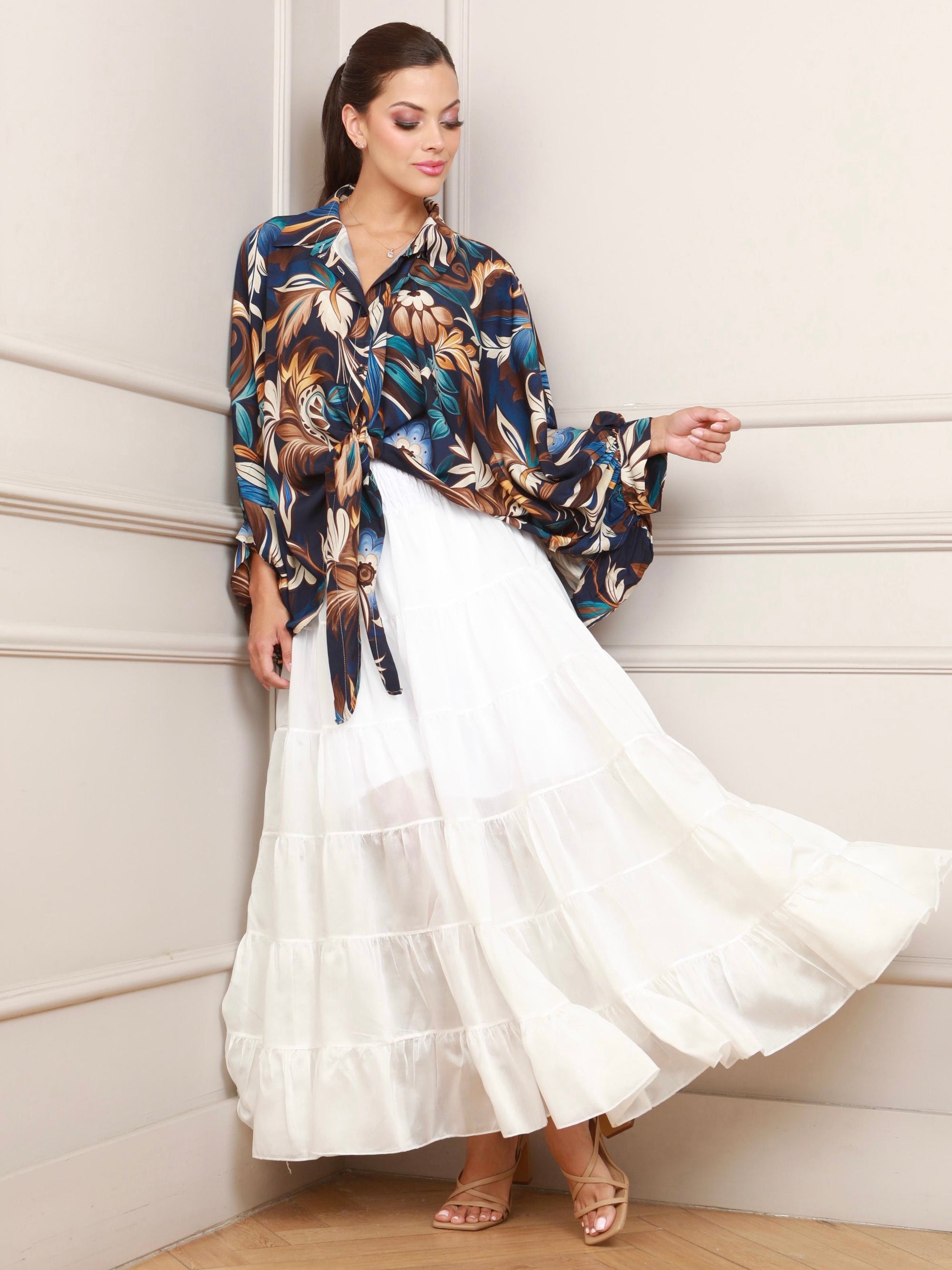 Isela Flowy Floral Blue Top