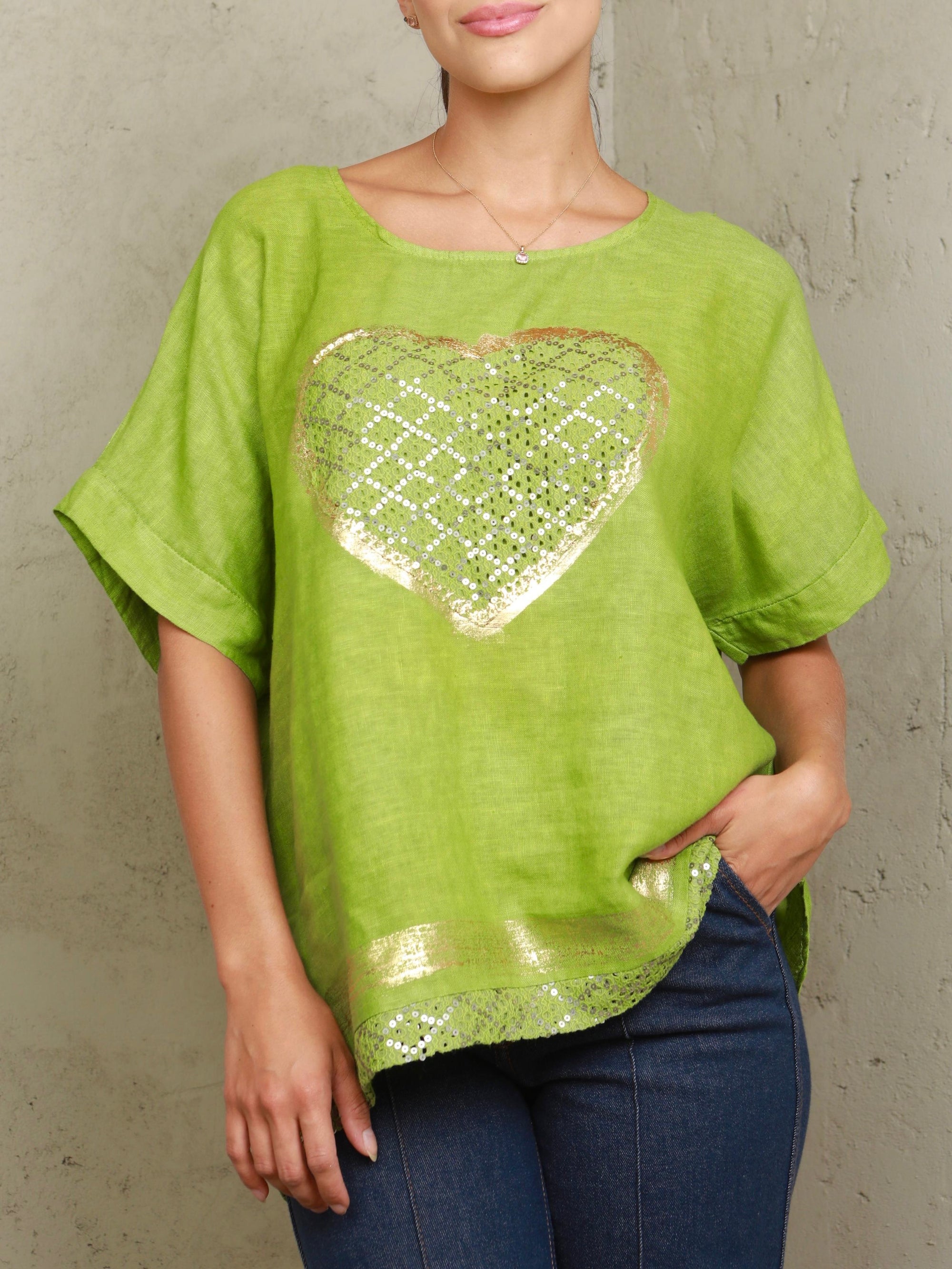 Lourdes Heart Linen Top