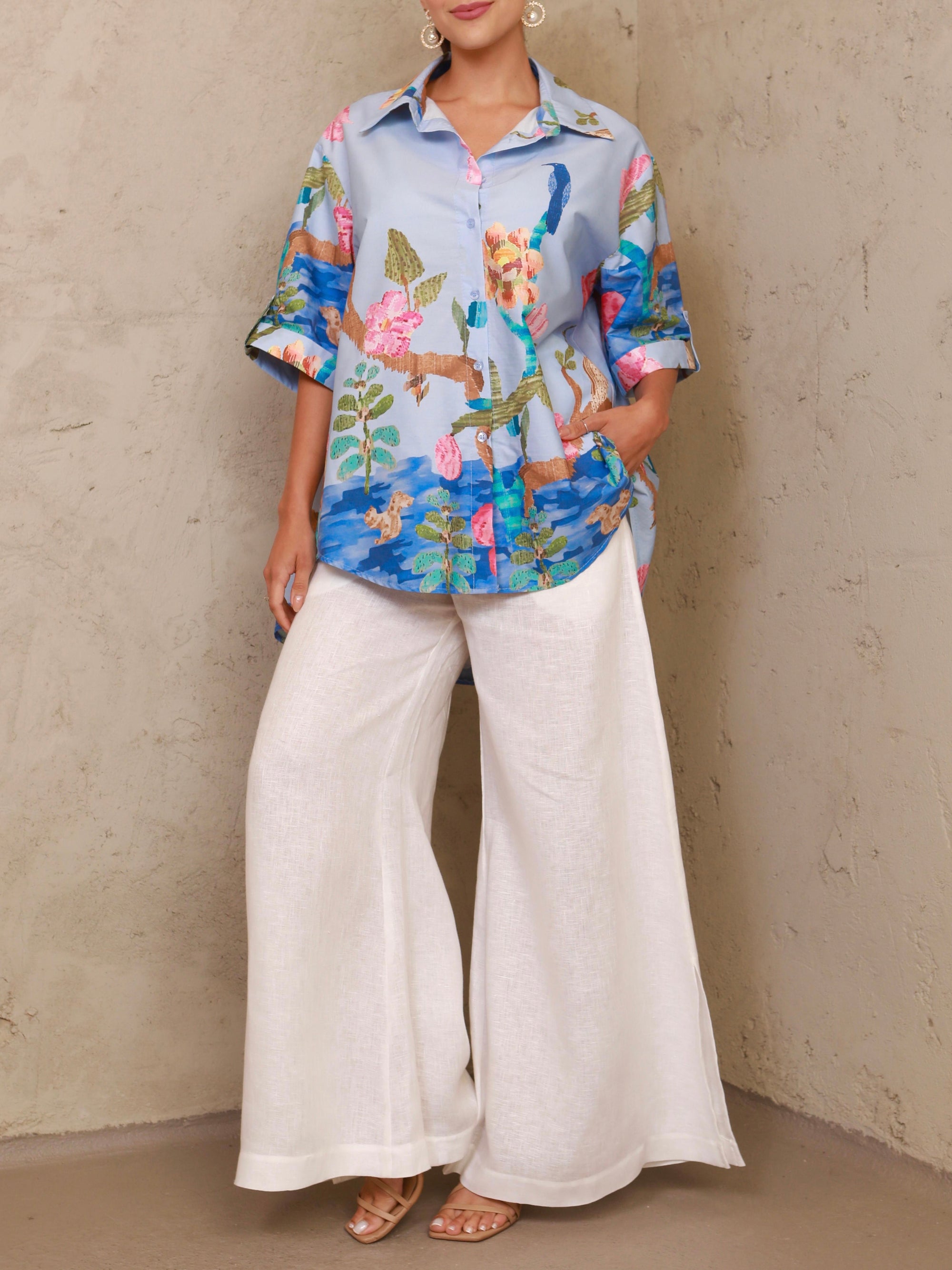 Isa Oversized Blue Blouse