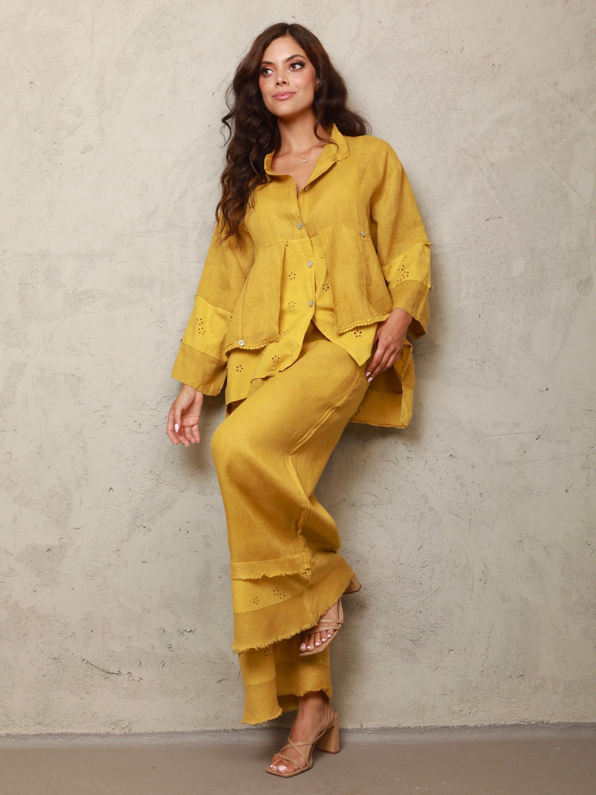 Aitana 2 Piece Linen Mustard Set