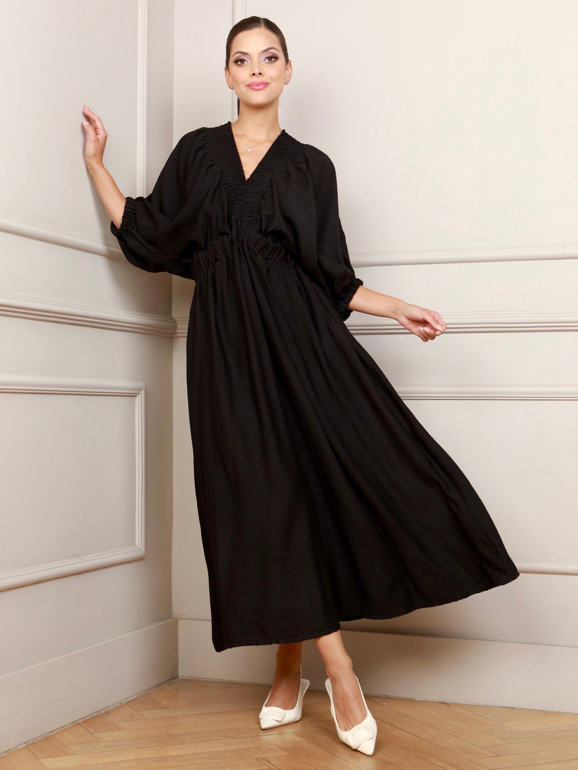 Renata Flowy Black Dress